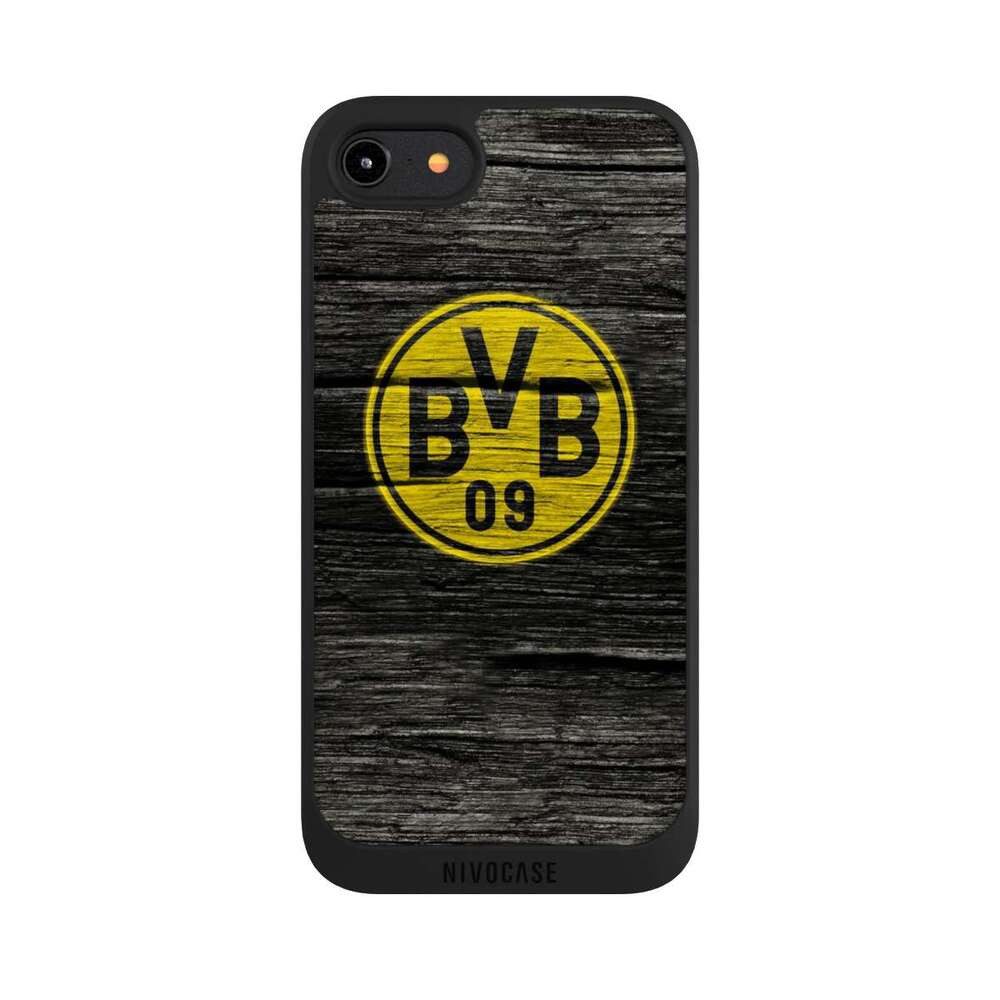 NIVOCASE Handyhülle Borussia Dortmund BVB Holzoptik BVB Holzoptik, Apple iPhone 7 Handyhülle Hülle NIVOpure Case Schwarz
