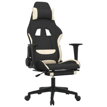 vidaXL Bürostuhl Gaming-Stuhl mit Fußstütze Drehbar Schwarz und Creme Stoff Gamingstuhl
