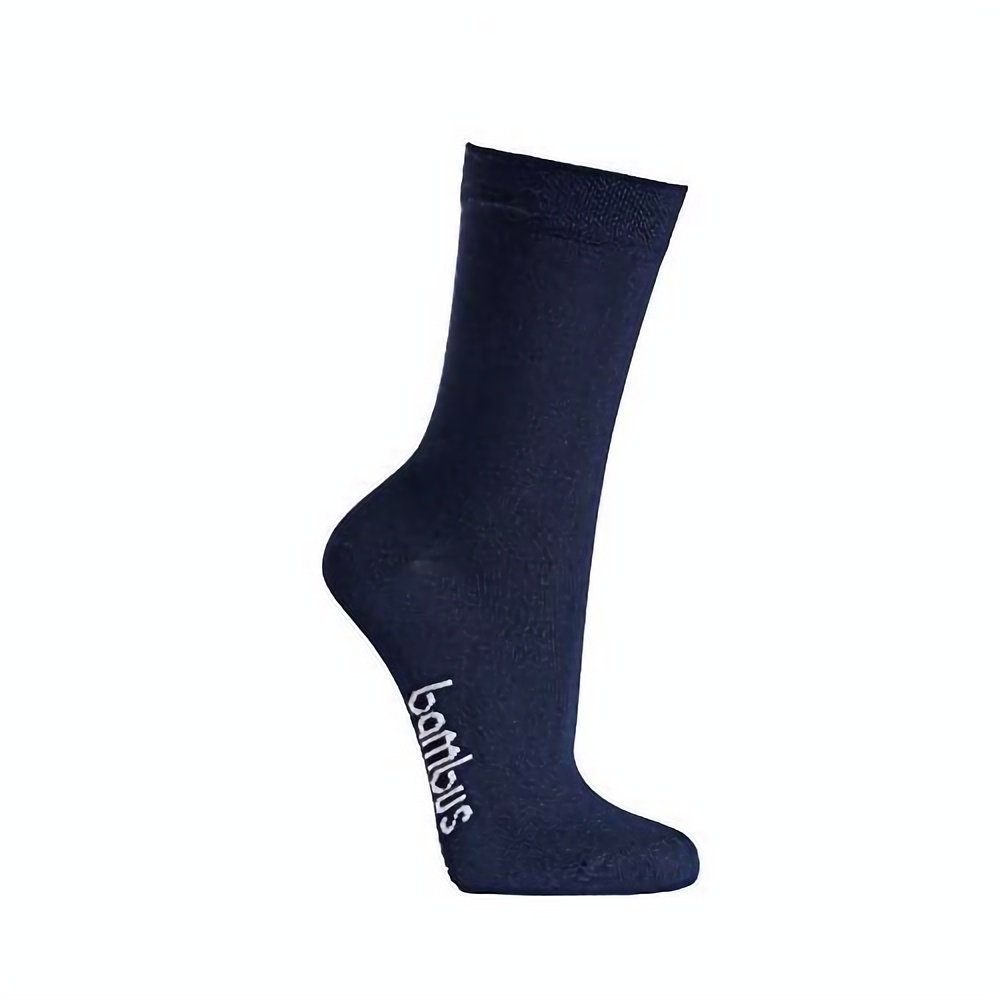 TippTexx 24 Socken 6 Paar Bambus Kinder Socken, handgekettelt für Mädchen/Jungen Marine