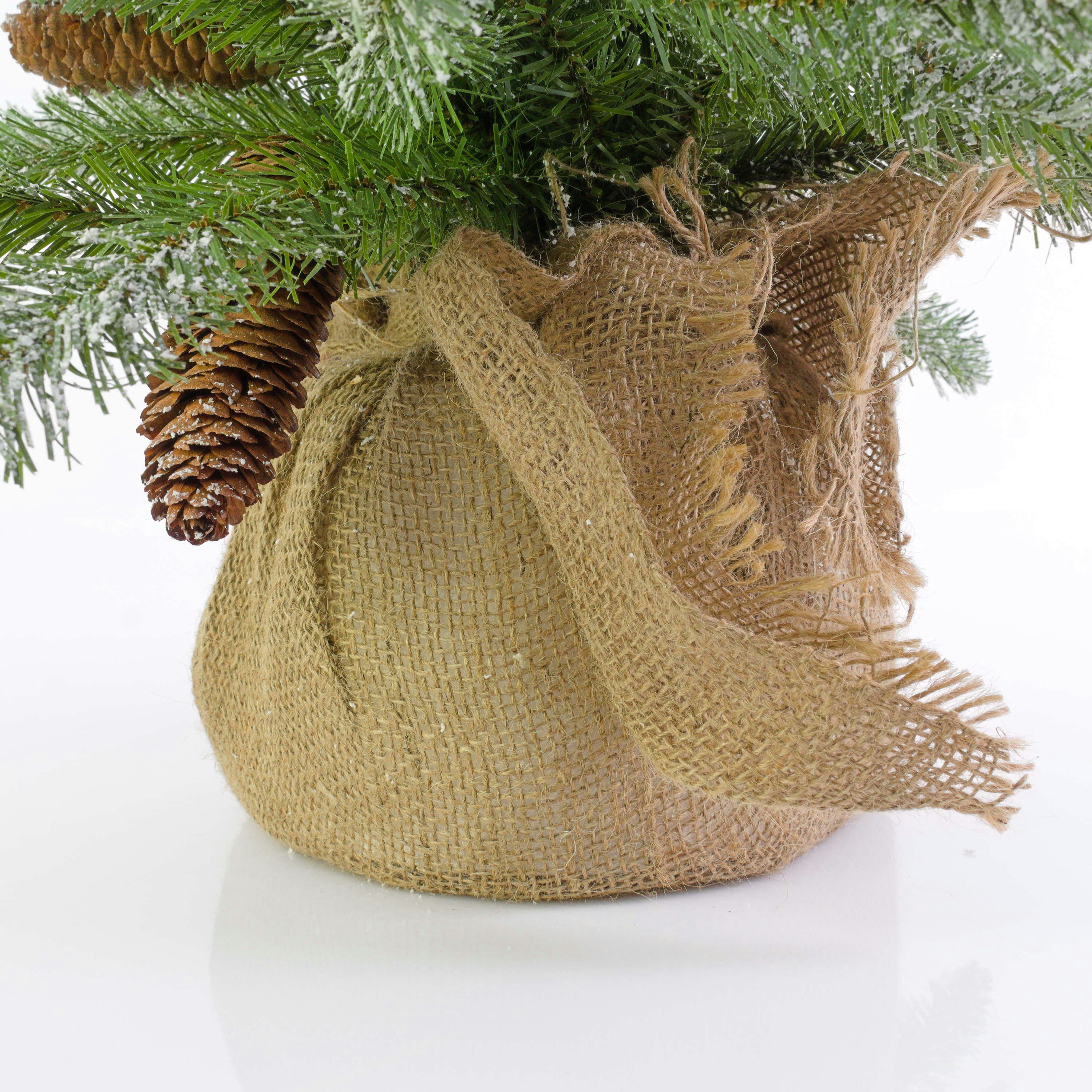 artplants Künstlicher Weihnachtsbaum Mini Christbaum Wien im Jutesack, beschneit, 60cm, Ø 40cm