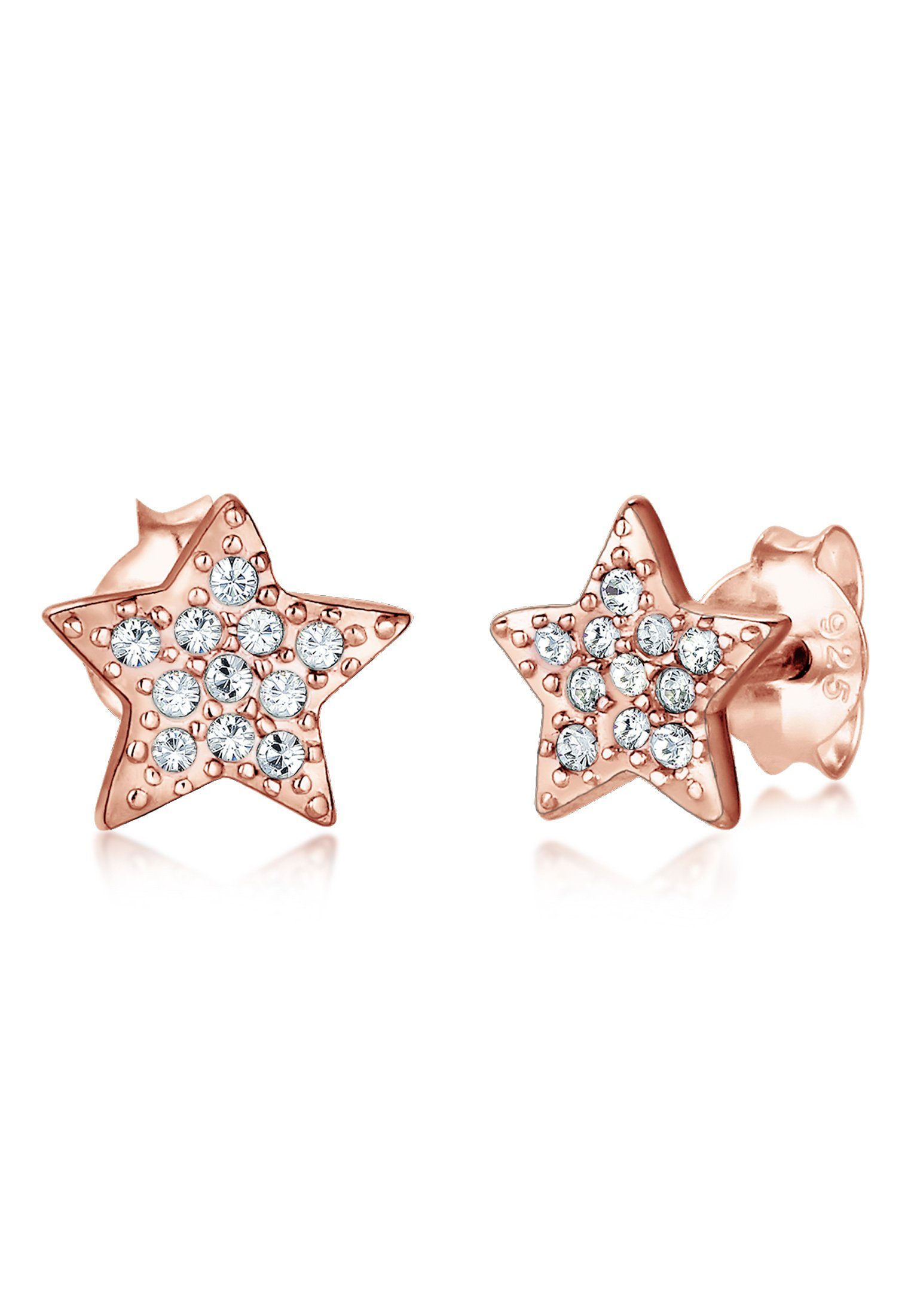 Elli Paar Ohrstecker Sterne Astro Trend Kristalle 925 Silber Rosegold
