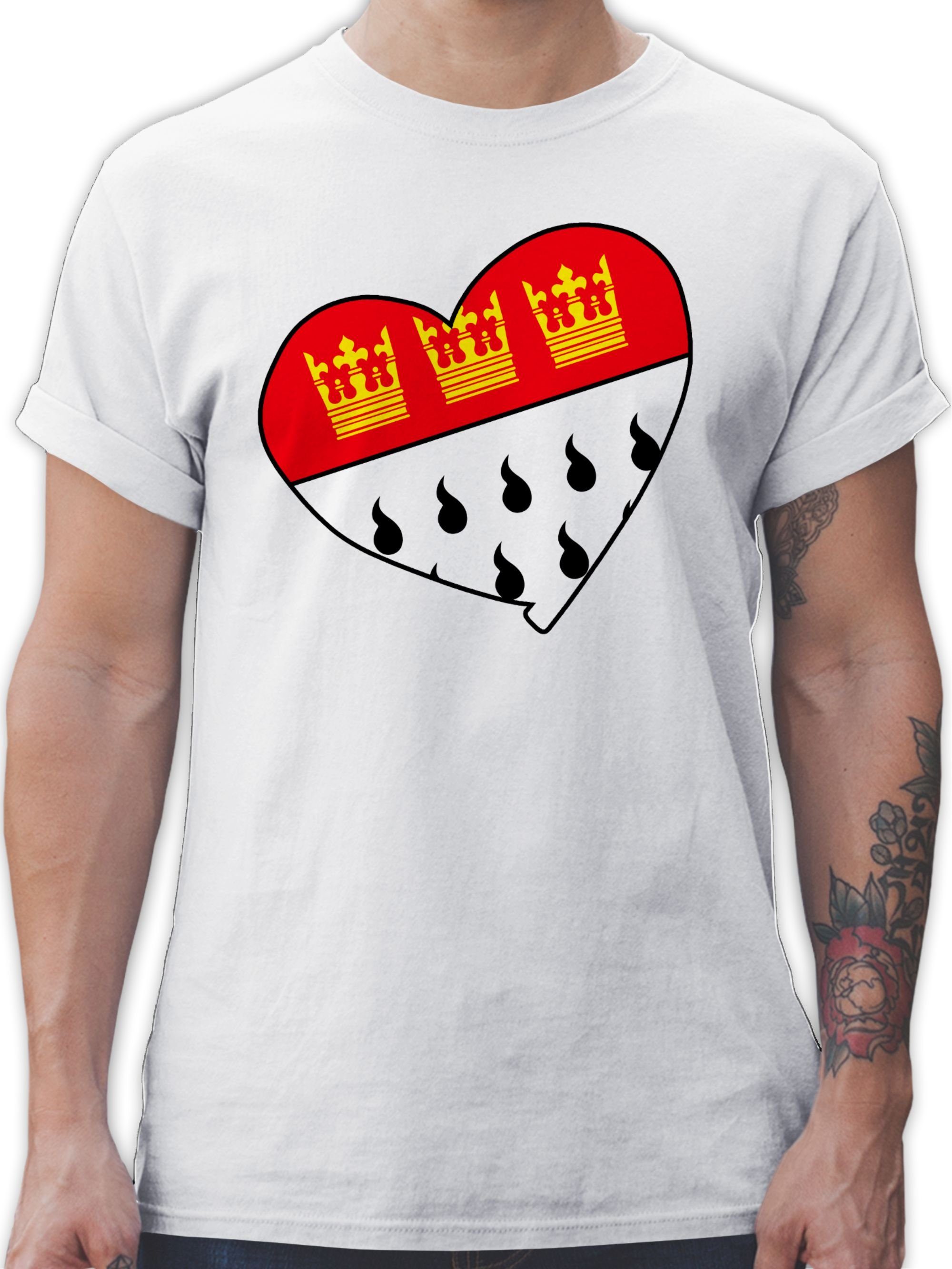 Shirtracer T-Shirt Köln Wappen Herz Karneval & Fasching 3 Weiß