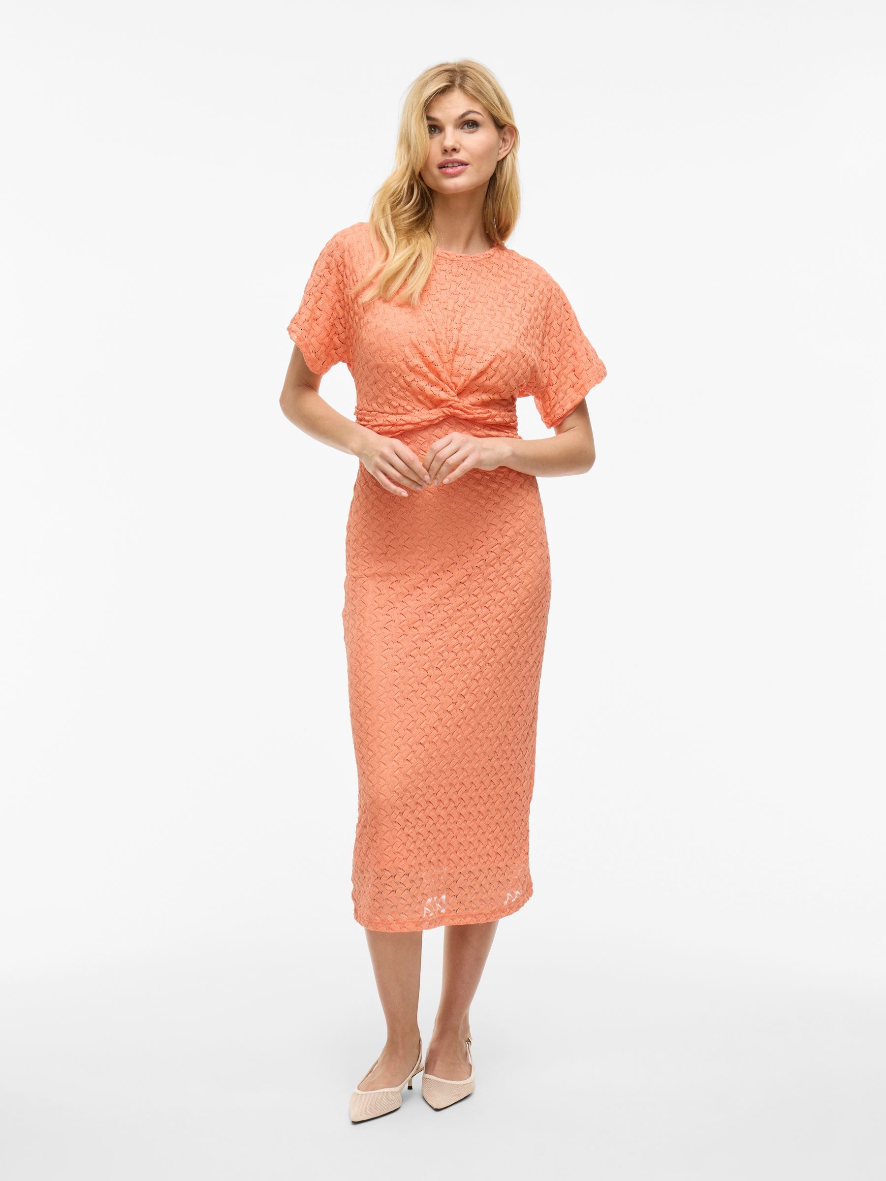 Vila Shirtkleid Geknoteter Taillenbereich, strukturiertes Muster, günstig online kaufen