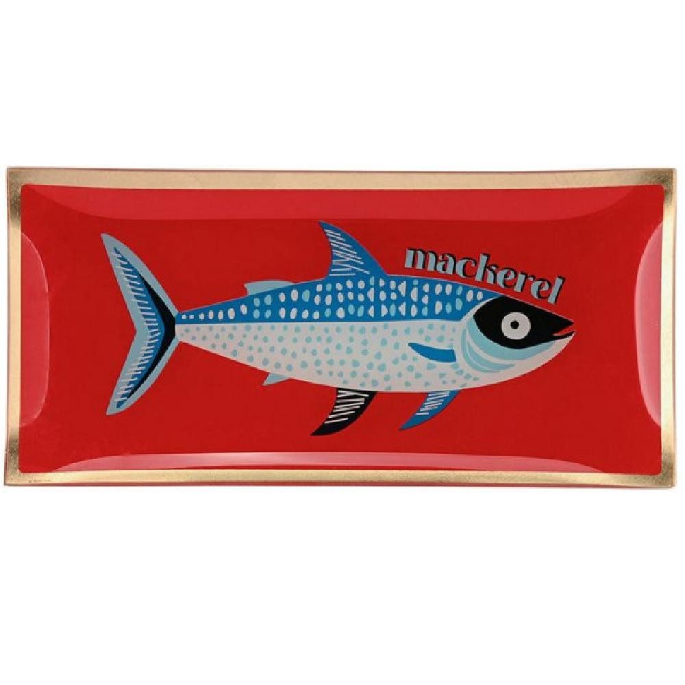 Giftcompany Servierschale Glasteller Love Plates Fisch Makrele Neon Rot (10x21cm)
