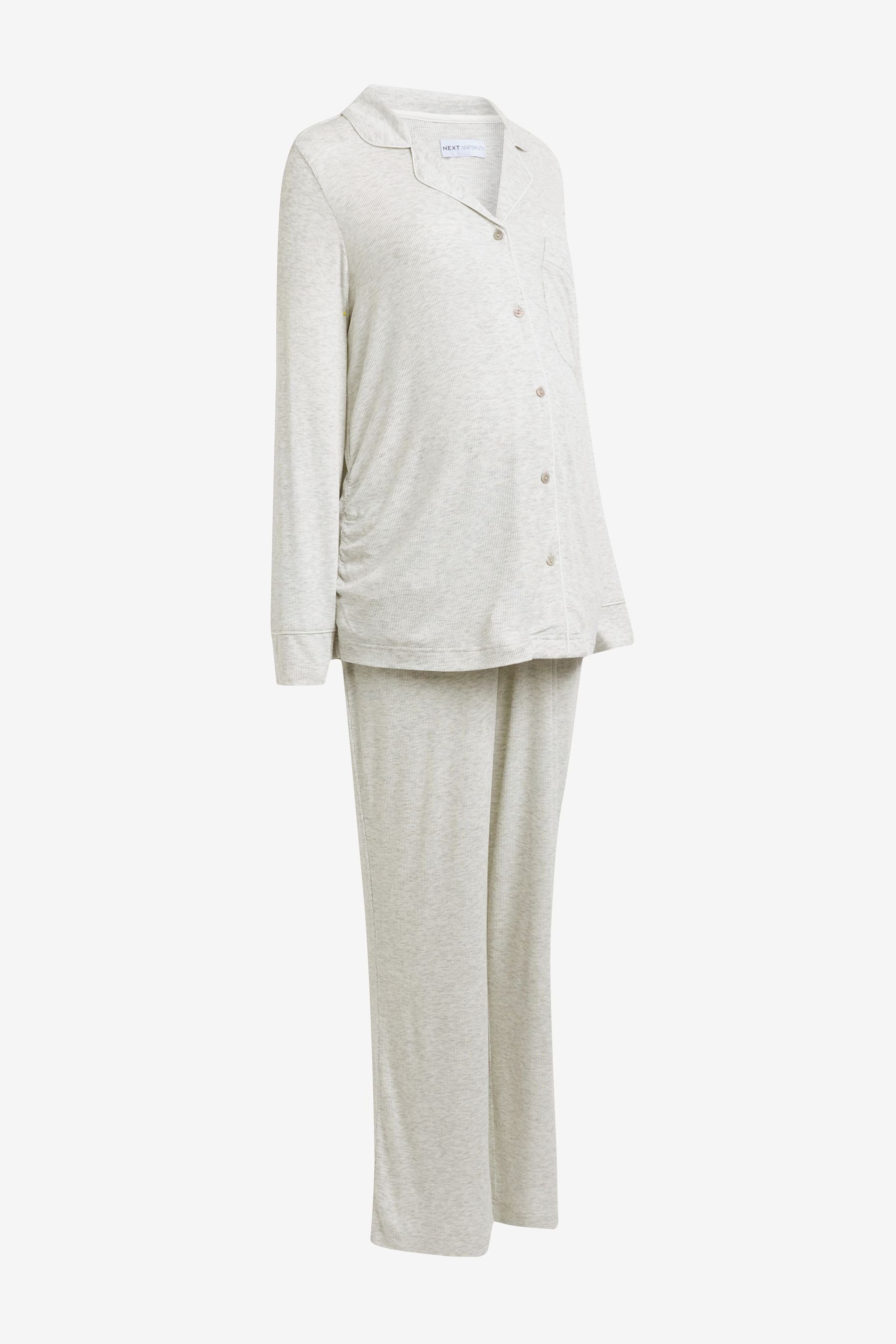 Next Pyjama Geknöpfter, gerippter Schlafanzug, Umstandsmode (2 tlg)