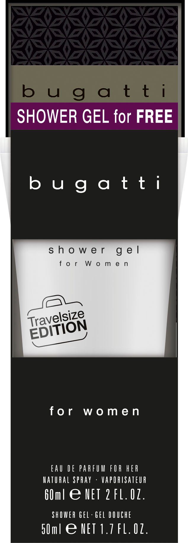 bugatti Duft-Set ELEGANZA INTENSA, 2-tlg., Travelsize Edition: EDP 60 ml + (gratis) Duschgel 50 ml