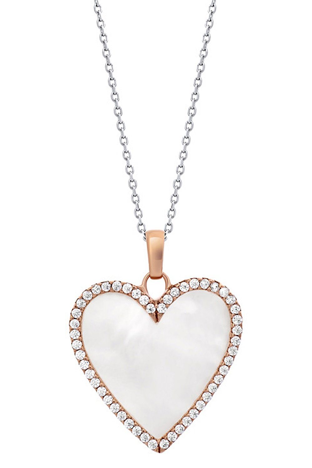 Julie Julsen Herzkette JJNE0860.8, für Damen Herz mit Perlmutt Roségoldfarben