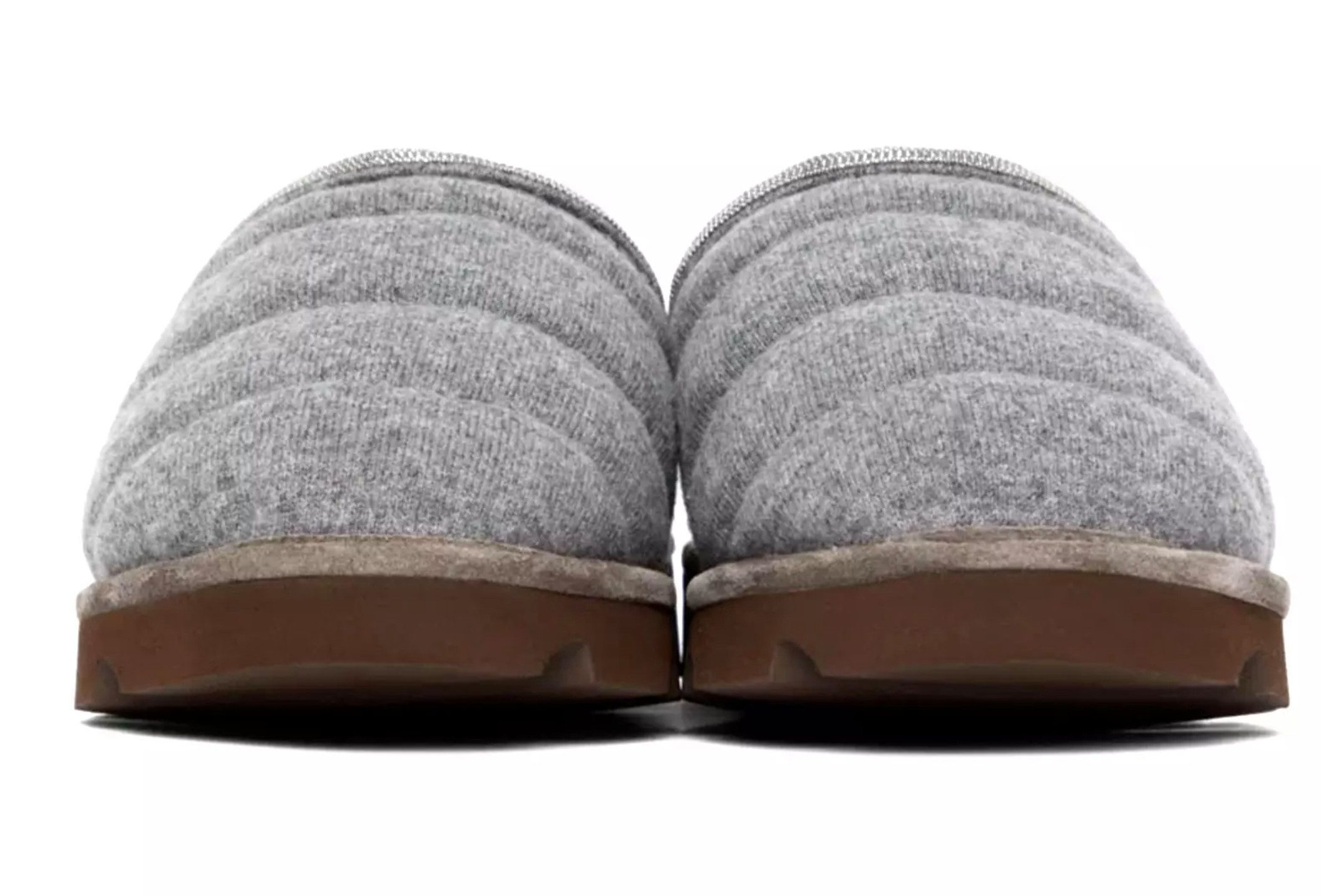 BRUNELLO CUCINELLI Gefütterte Kaschmir-Shearling Schuhe mit Monili-Perlen Pantoffel gesteppte Kaschmir-Oberfläche mit Monili-Perlendetails