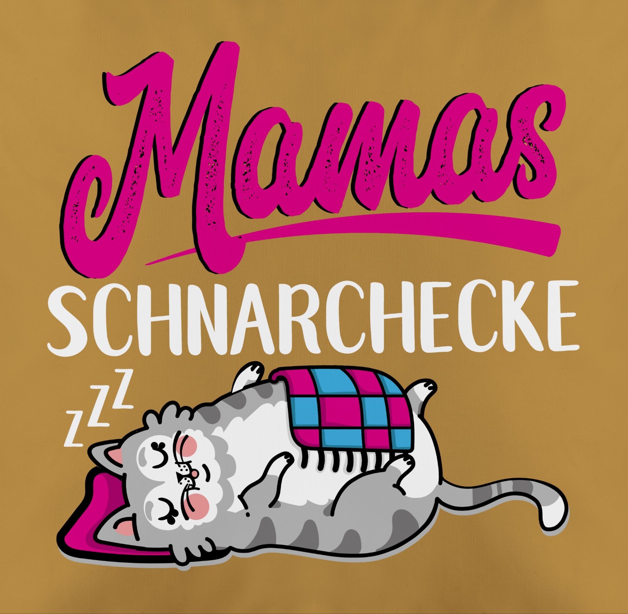 weiß/fuchsia, Mamas Schnarchecke Katze Dekokissen Gelb 2 Shirtracer - Muttertagsgeschenk