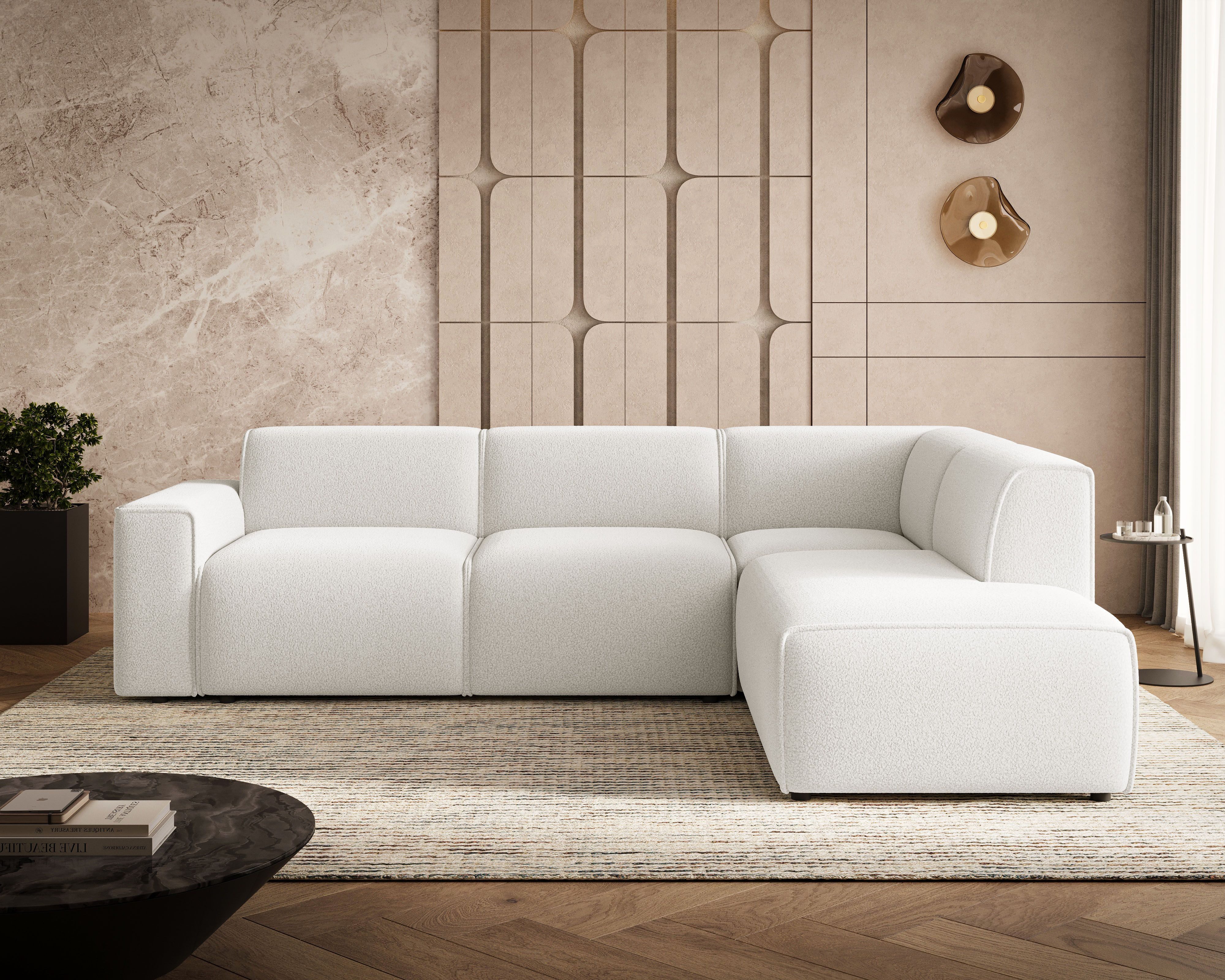 GrainGold Ecksofa L-Form Eluno, Set, Couch, mit Rückenlehne, T30-Schaum, und Wellenfedern, Modern Stil