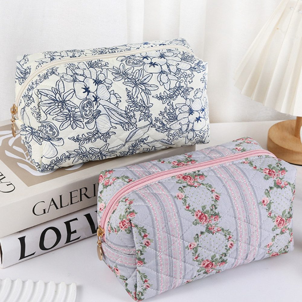 Coonoor Kosmetiktasche Blumenmuster Kulturtasche,Tragbare Makeup Tasche Handtasche Organizer – Bild 5 von 5