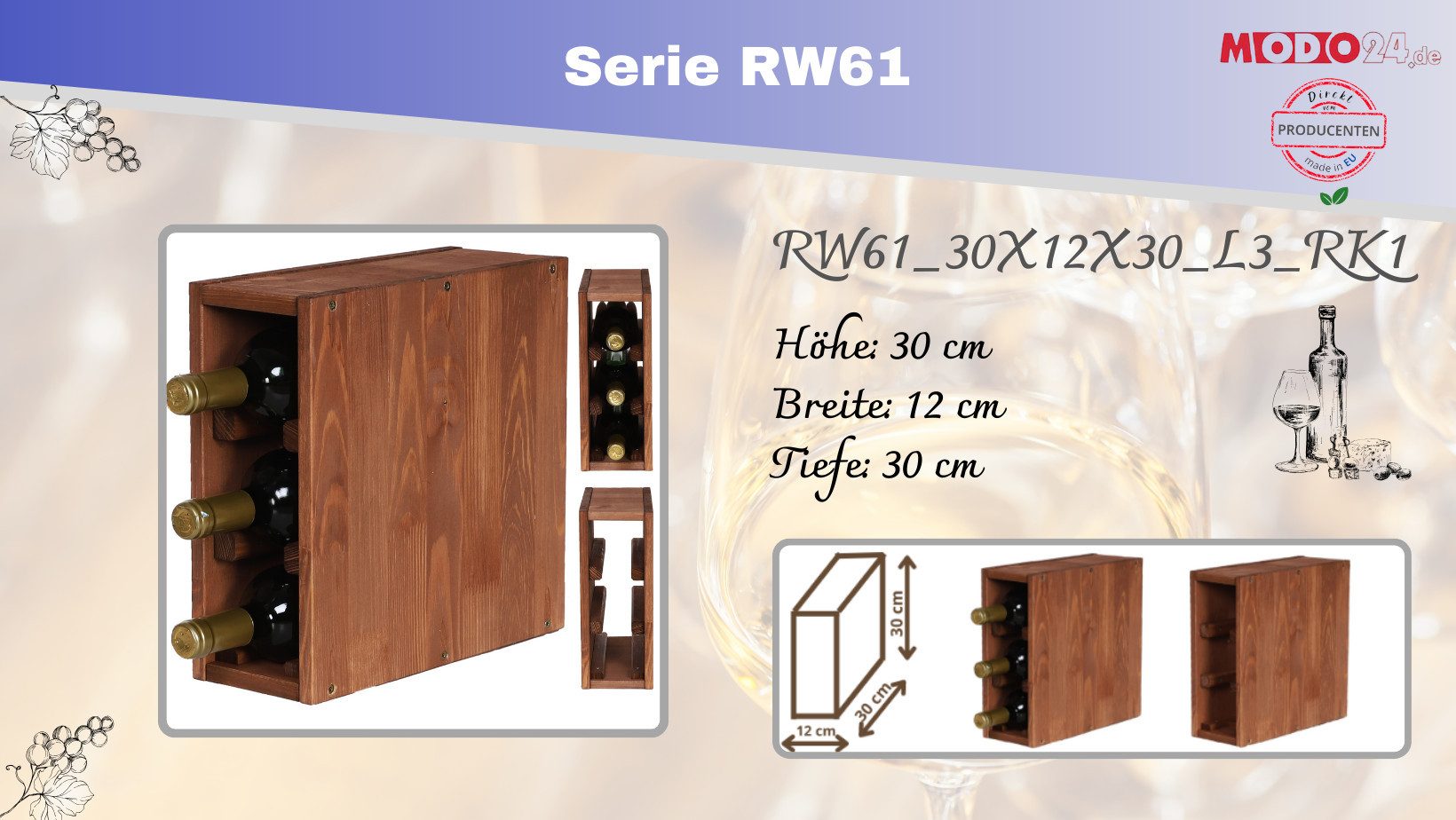 Modo24 Weinregal RW61, Modular Flaschenregal Flaschenständer günstig online kaufen