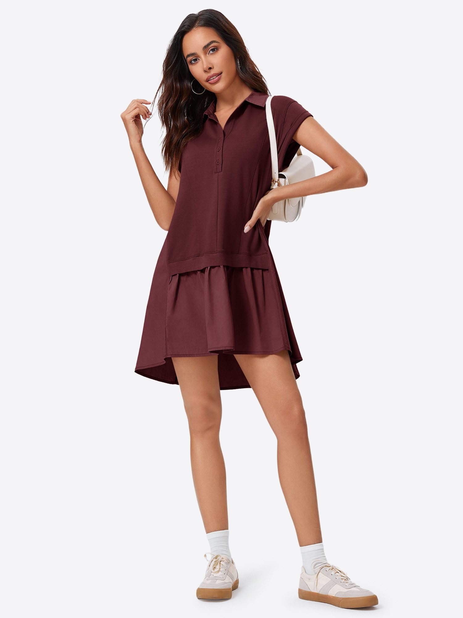 Imily Bela Sweatkleid Damen Freizeit Minikleid (Packung, 1-tlg., 1per-Pack) V-Ausschnitt