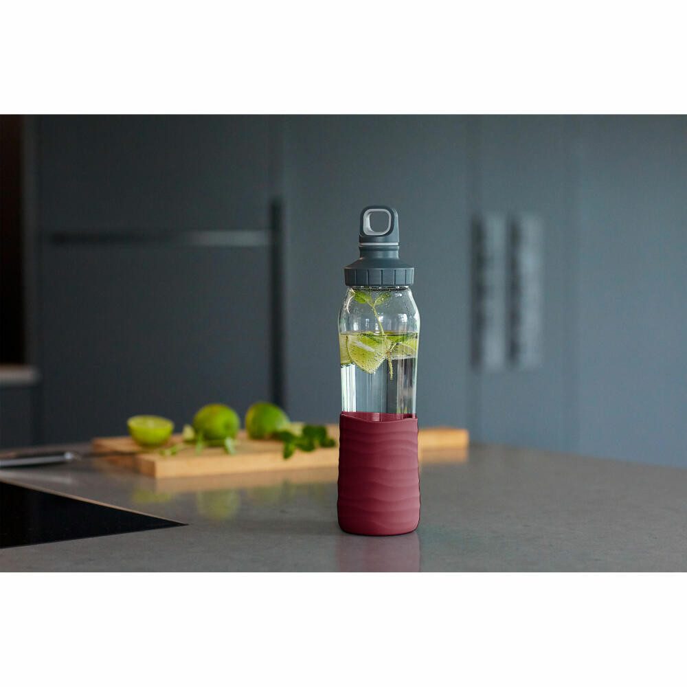Emsa Trinkflasche Drink2Go Glass Weinrot 0.7 L