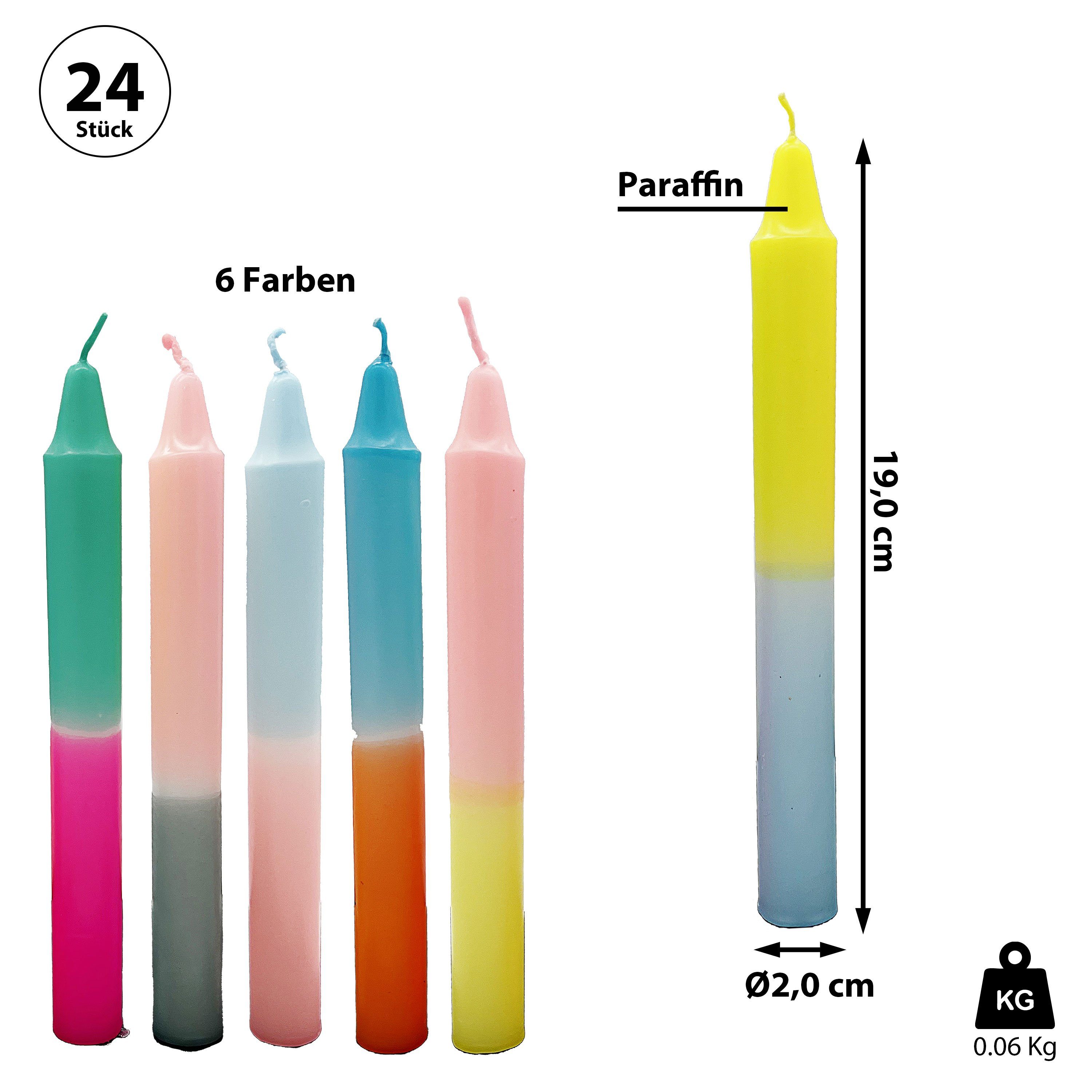 CEPEWA Tafelkerze Stabkerzen 24er Set 6 Farben 2x19cm Paraffin günstig online kaufen