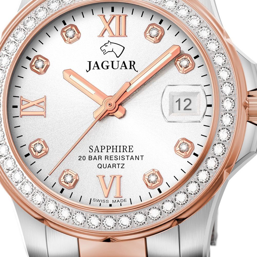 JAGUAR Quarzuhr Jaguar Damen Armbanduhr Cosmopolitan, (Analoguhr), Damen Armbanduhr rund, Edelstahlarmband silber, rosegold, Fashion