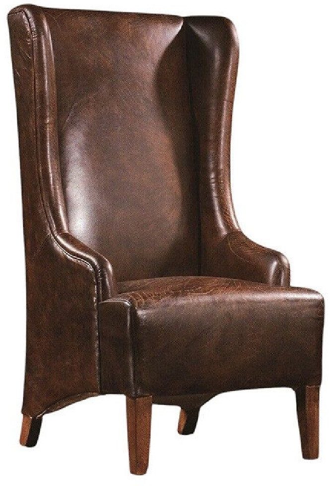 Xlmoebel Ohrensessel Echtes Leder Entspannungssessel im Vintage-Stil Zigarren Ledersessel (Ohrensessel), Hergestellt in Europa