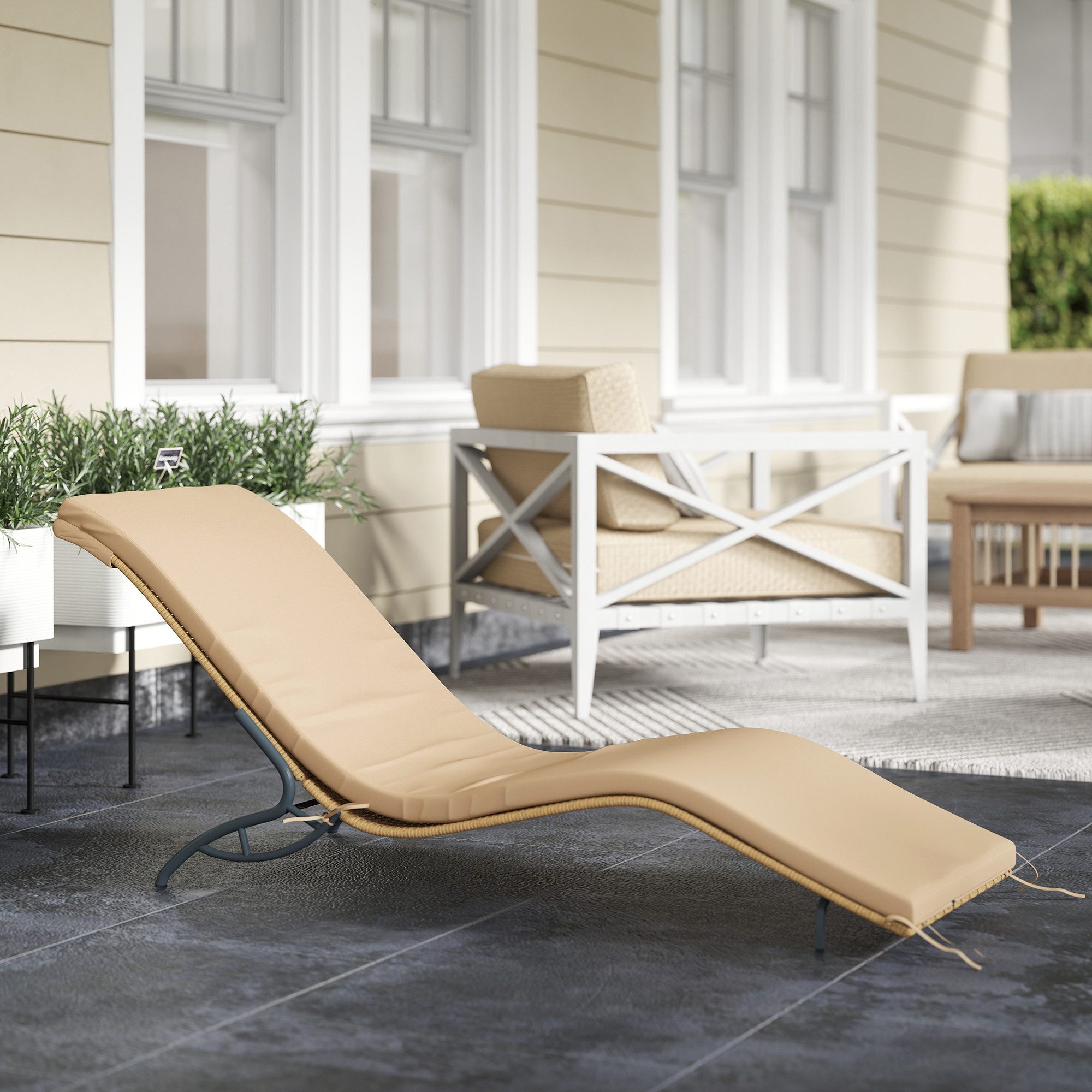 Outsunny Gartenliege mit Kissen, wetterfest, 120 günstig online kaufen