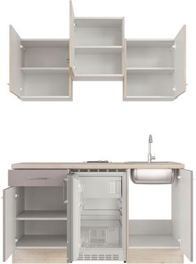 Flex-Well Küche Riva, Breite 150,5 cm, mit Unterbau-Kühlschrank, Kochfeld und Spüle