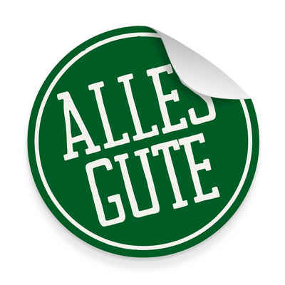 itenga Aufkleber itenga 10x Aufkleber Sticker "Alles Gute" grün weiß 9,5 cm Durchmesser