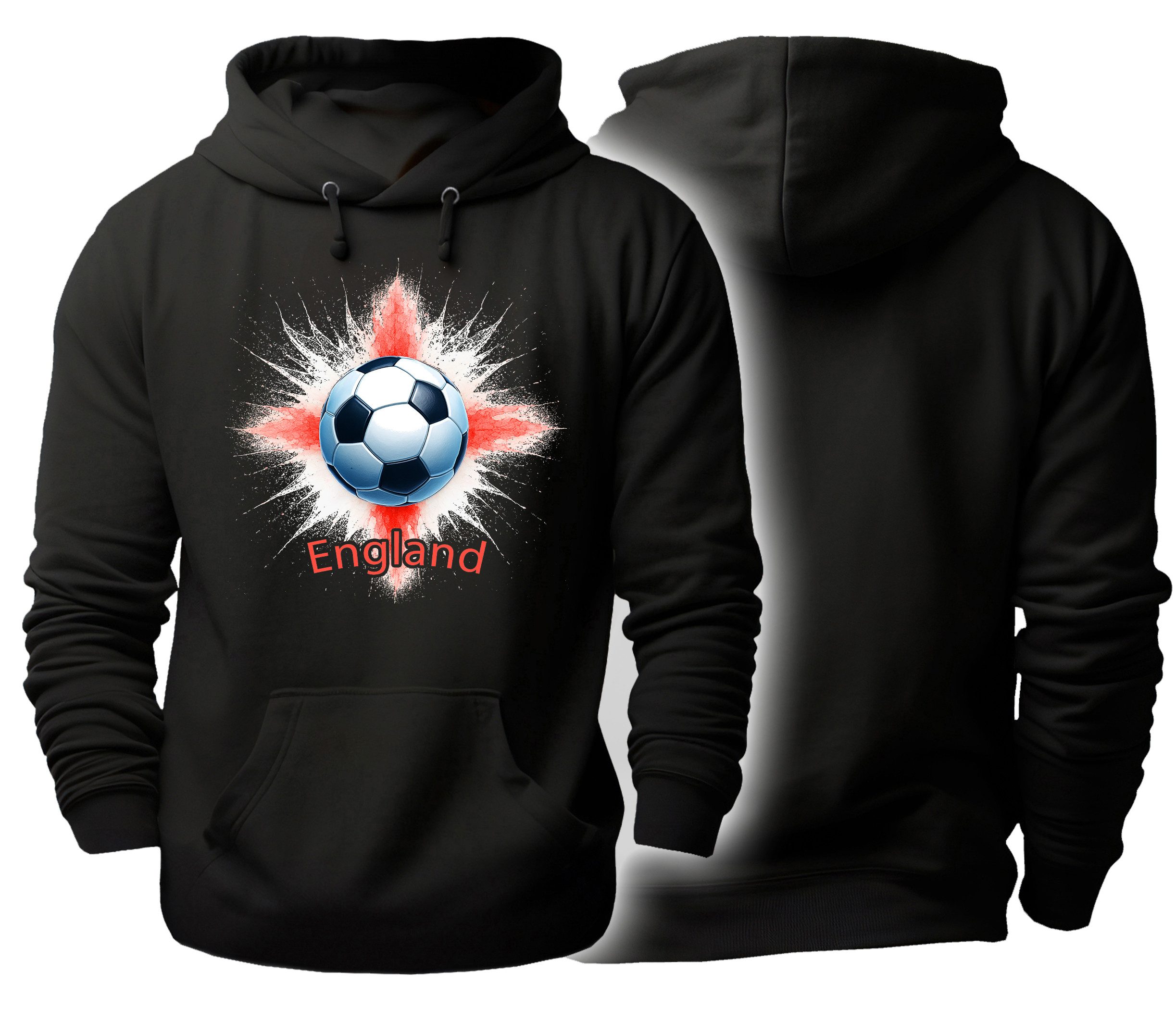 MyDesign24 Hoodie Fanhoodie Fussball Kapuzensweater Nationalmannschaft Kapuzenpulli England i675