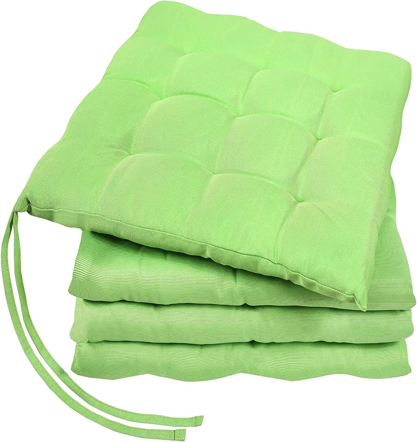 GREEN MARK Textilien Sitzkissen 4er-Set Stuhlkissen 40x40cm, Indoor und Outdoor, weich gefüllt