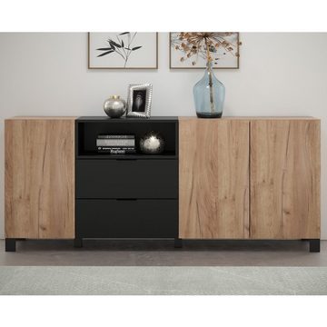 trendteam Sideboard Kendo, Anrichte Kommode Schrank Wohnzimmerschrank Tabak/Schwarz185x78x40cm