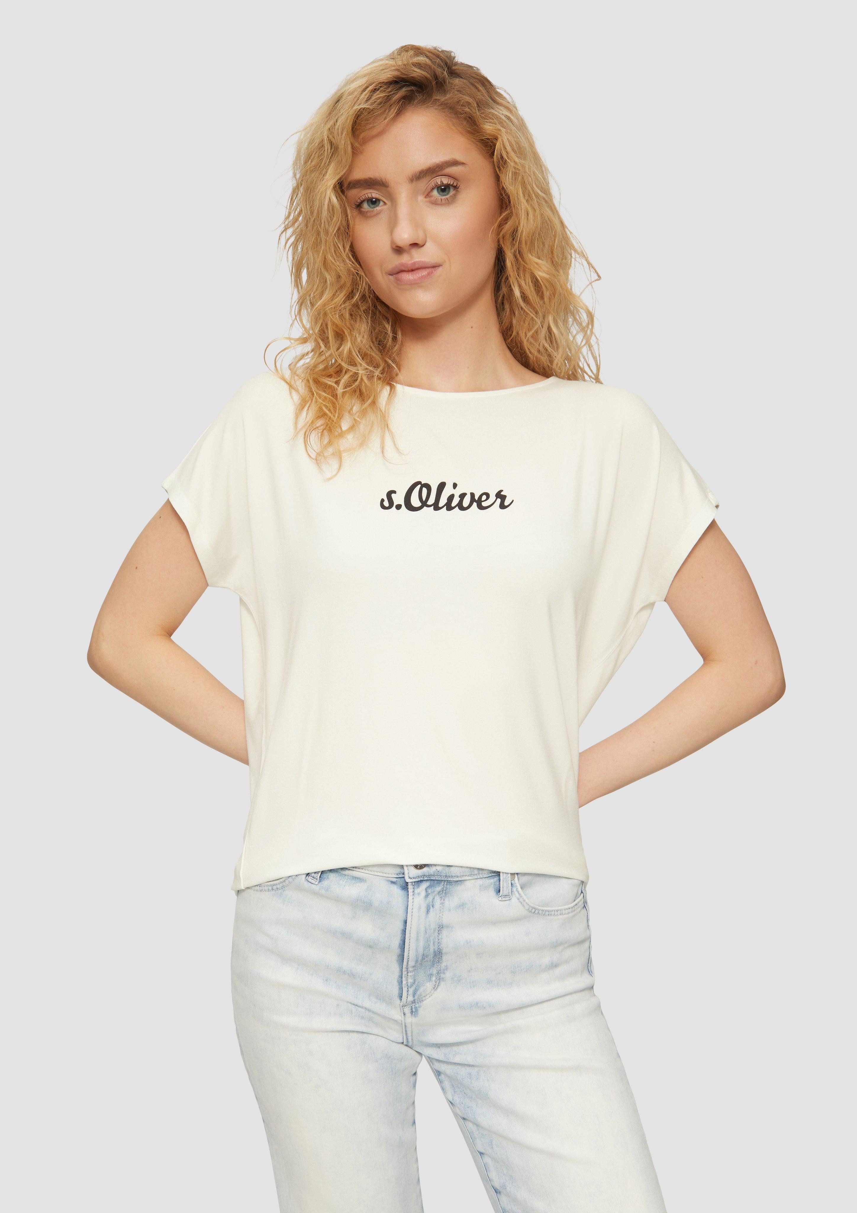 s.Oliver Kurzarmshirt Fließendes Jersey-Shirt mit Artwork günstig online kaufen