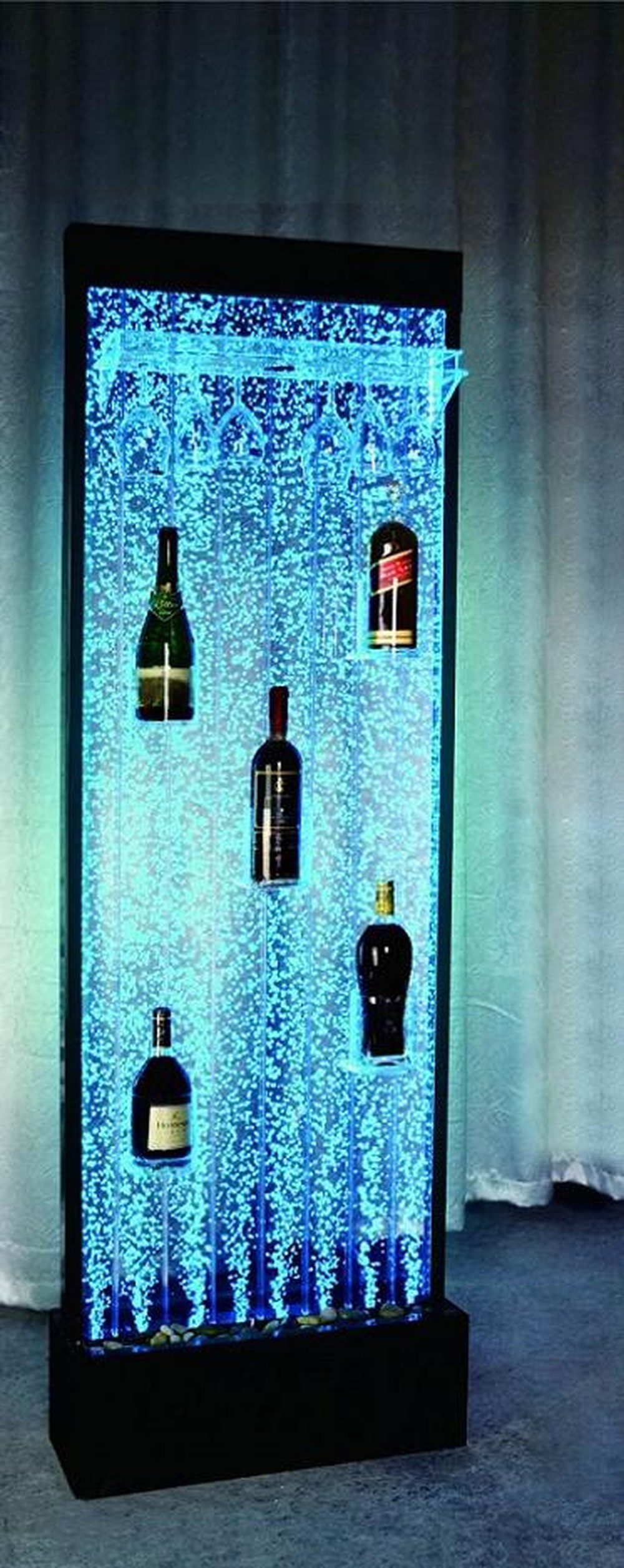 JVmoebel Barschrank Wasserwand Säule aus Acryl und Edelstahl mit Lichtakzenten (1-St)