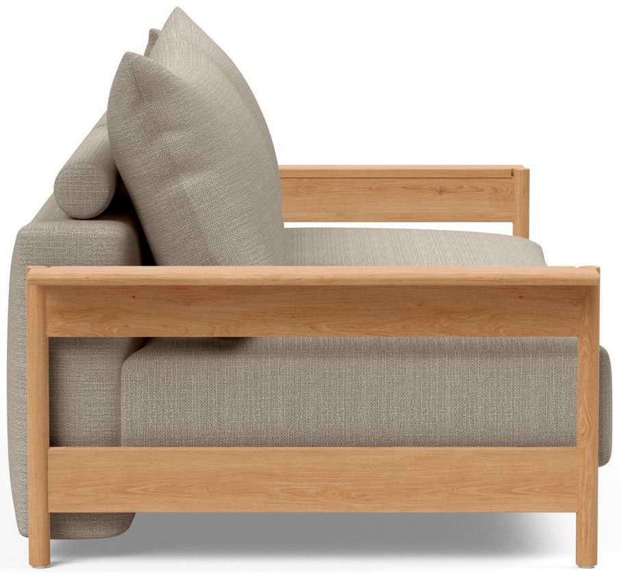 INNOVATION LIVING ™ Schlafsofa MALLOY 3-Sitzer mit Funktion, bequem & hochwertige Verarbeitung, Hohe Rückenlehne, stabile Armlehnen aus Eichenholz, B:230