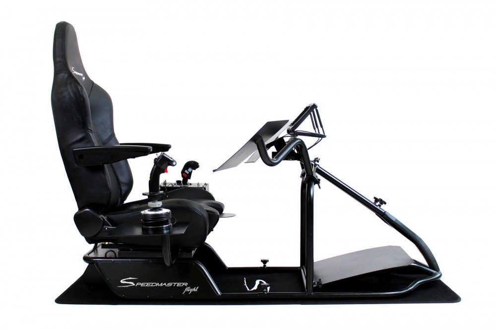 Speedmaster Simulator Cockpit Pro Sim Flight Cockpit SCHWARZ Flug Simulator Gaming-Controller (Kompatibel mit allen gängigen Lenkrädern und Pedalen)