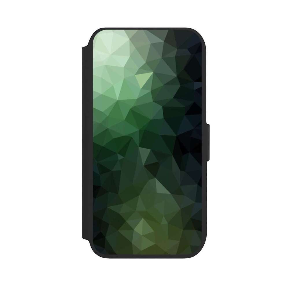 NIVOCASE Handyhülle Tarnmuster Mosaik Geometric Polygonal Mosaic Green, Apple iPhone 8 Klapphülle Handyhülle aus Kunst Leder NIVOflip schwarz