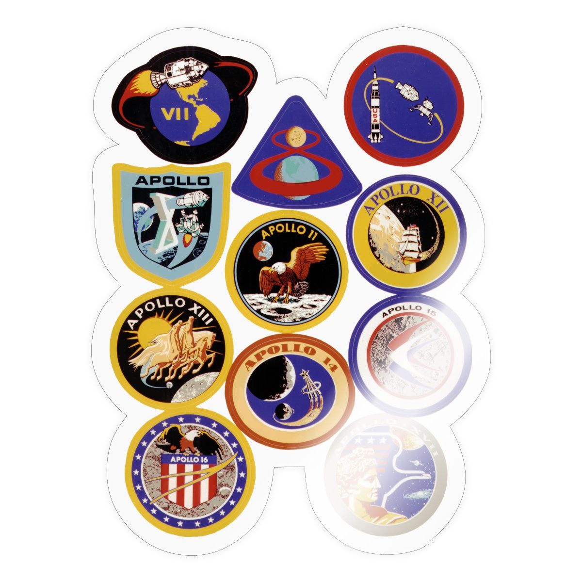 Spreadshirt Aufkleber NASA Apollo Mission Abzeichen Sticker Aufkleber