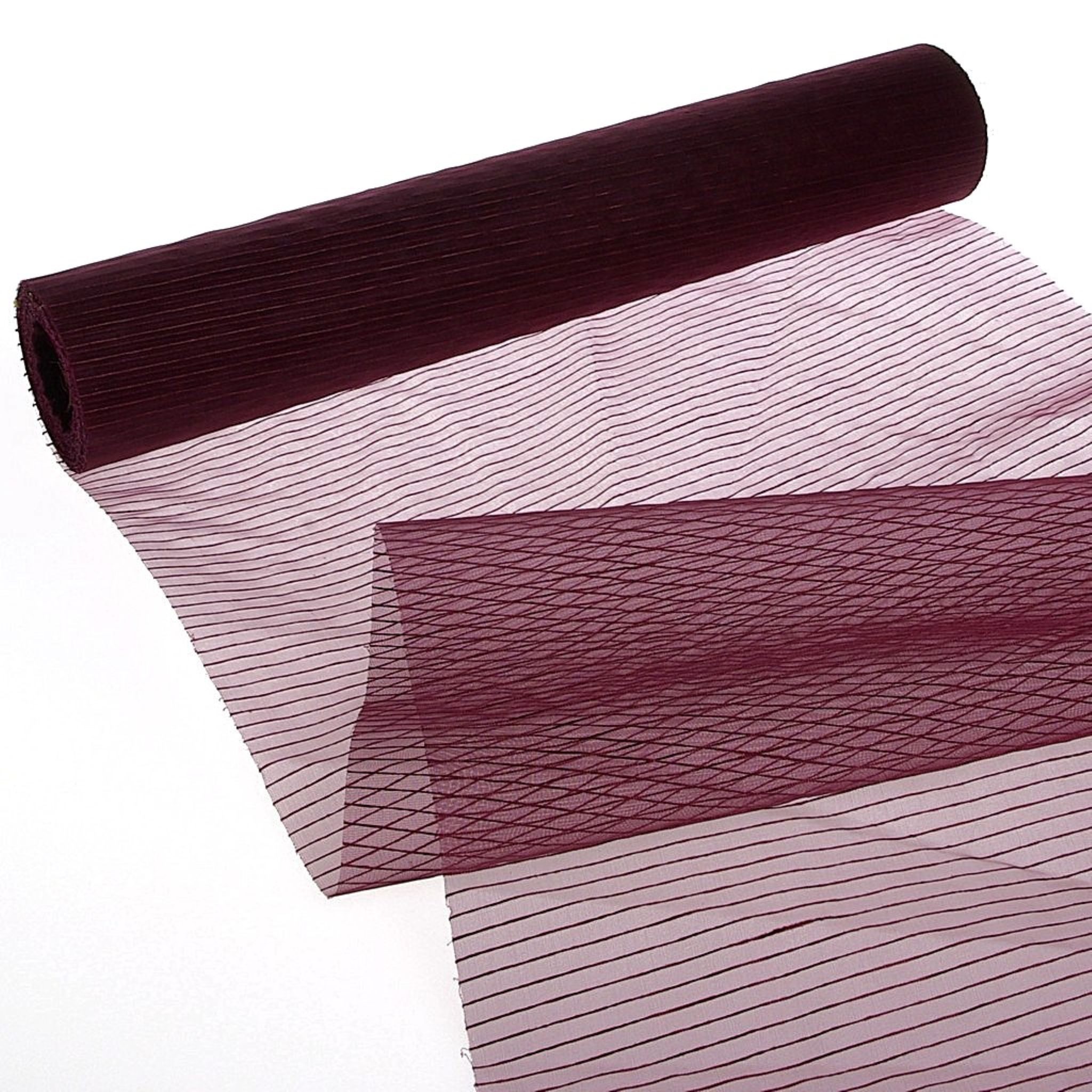Tischläufer Tischläufer Organza mit Web-Streifen - bordeaux - 28 cm x 15 m