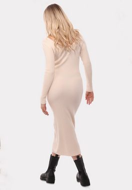 YC Fashion & Style Strickkleid Strickkleid mit V-Ausschnitt KNIT DRESS (1-tlg) in Unifarbe