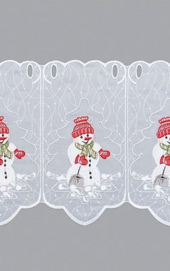 Scheibengardine Snowman, Plauener Spitze®, (1 St), transparent, HxB 30x48.9cm