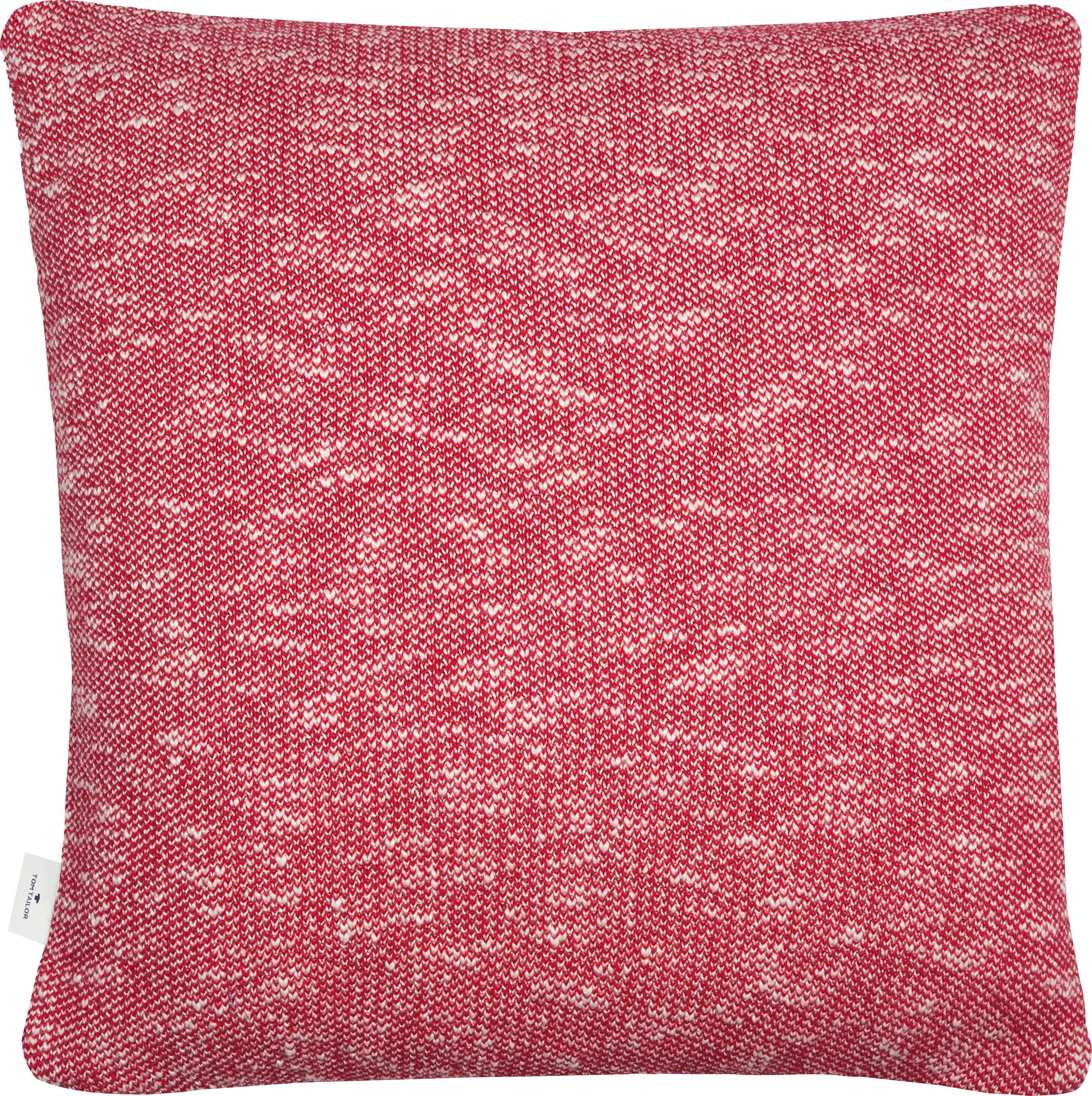 TOM TAILOR HOME Dekokissen Knitted Red Tree, Gestrickte Kissenhülle ohne Füllung mit Weihnachtsbaum-Motiv, 1 Stück