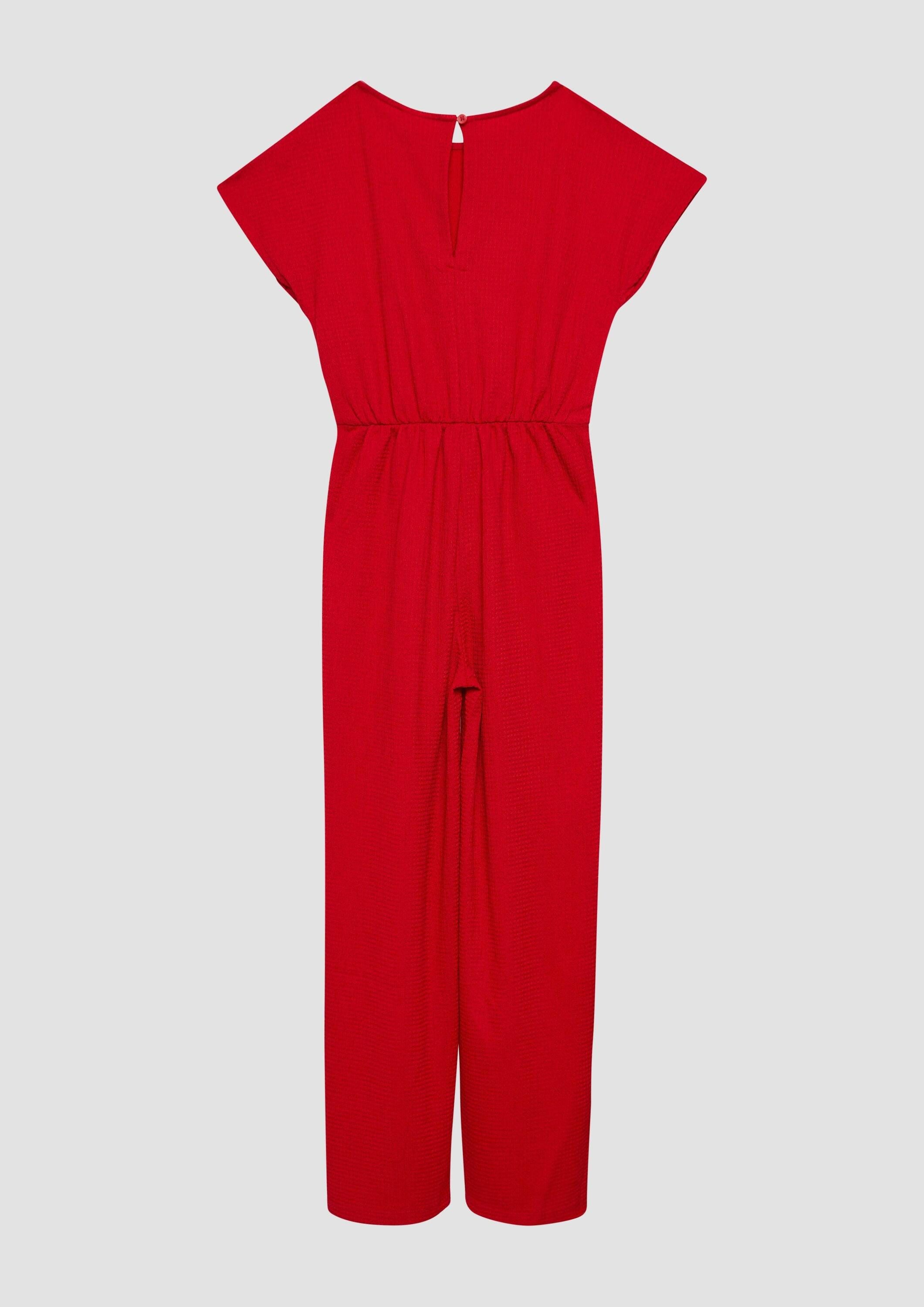 s.Oliver Jumpsuit Overall Jumpsuit mit Wide Leg mit Crêpe-Struktur