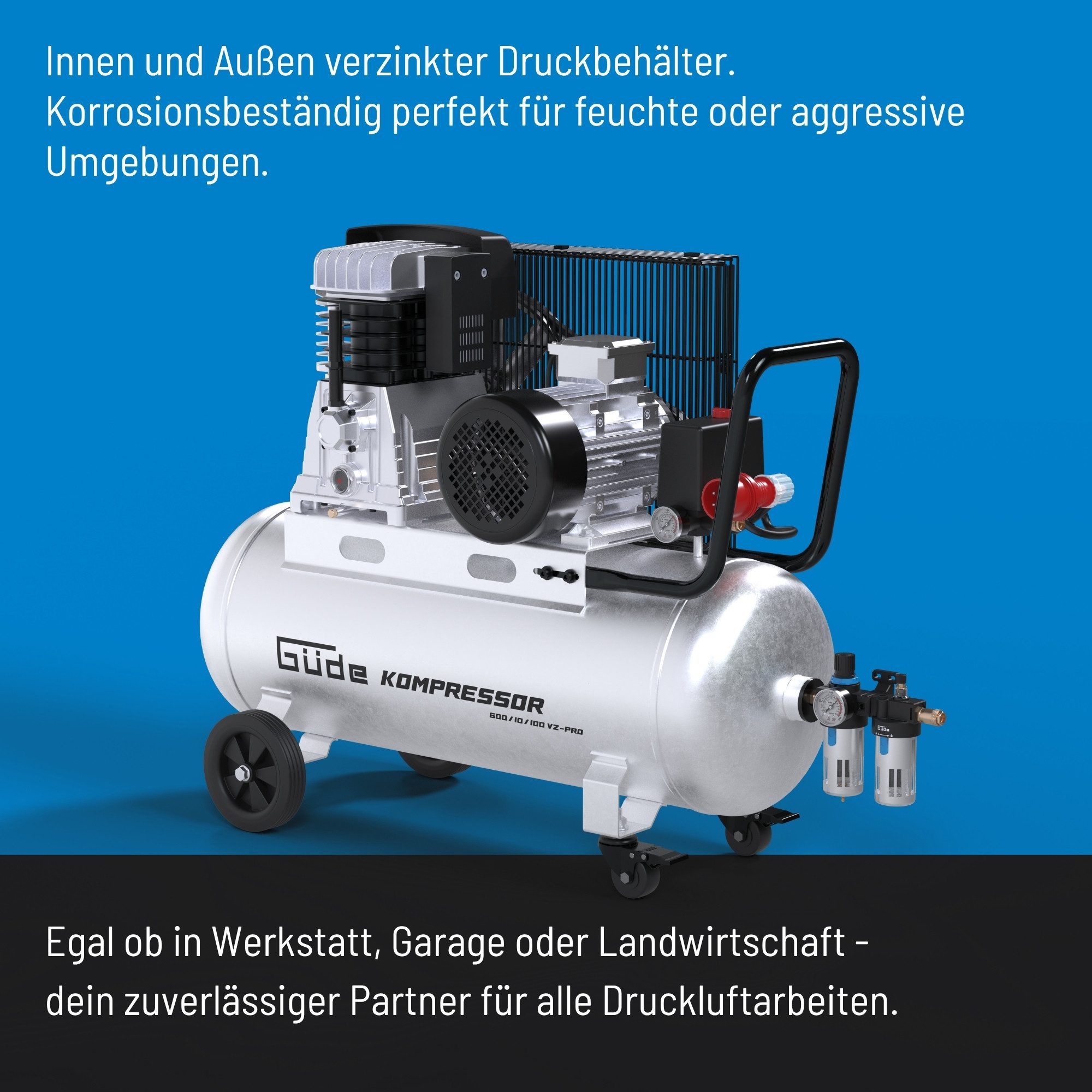 Güde Kompressor 600/10/100 VZ-PRO, 4000 W, max. 10 bar, 100 l