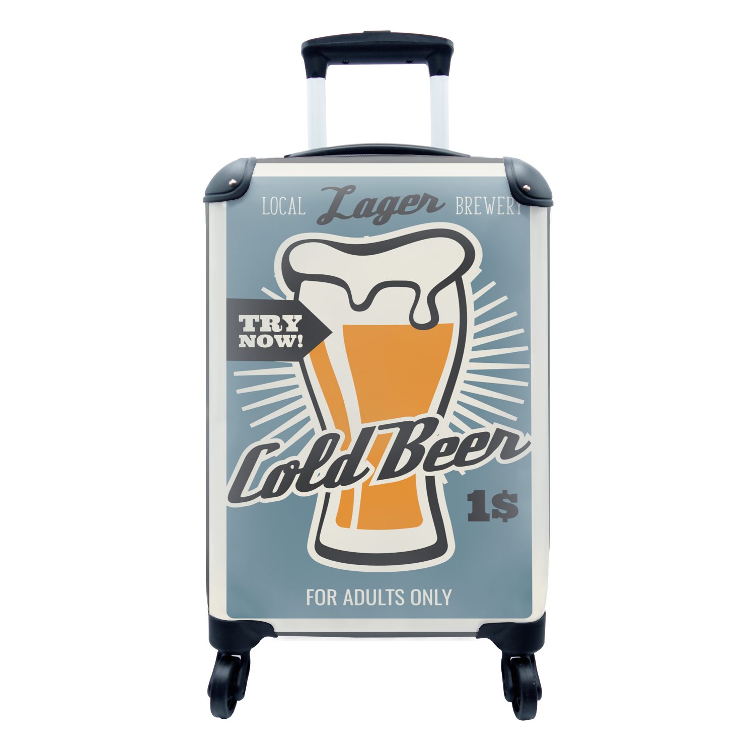 Mancave Bier Rollen, rollen, - Reisekoffer - Ferien, Handgepäckkoffer Bier, MuchoWow Kaltes Trolley, 4 Reisetasche Handgepäck für - mit Vintage