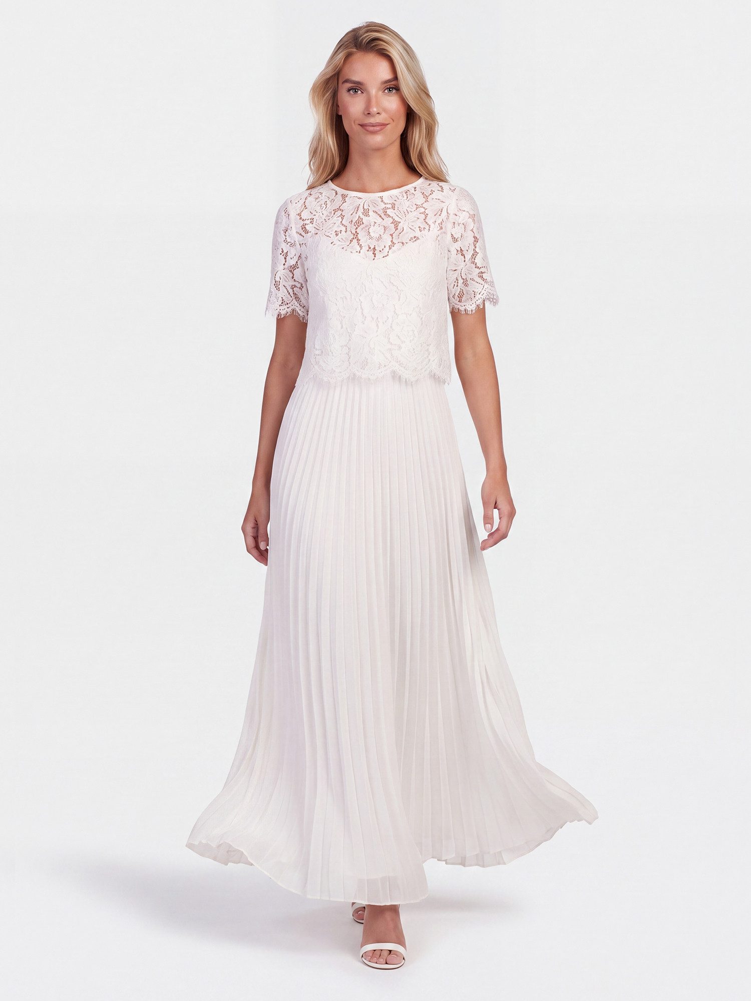 Apart Abendkleid mit Spitzenoberteil und Plisseerock