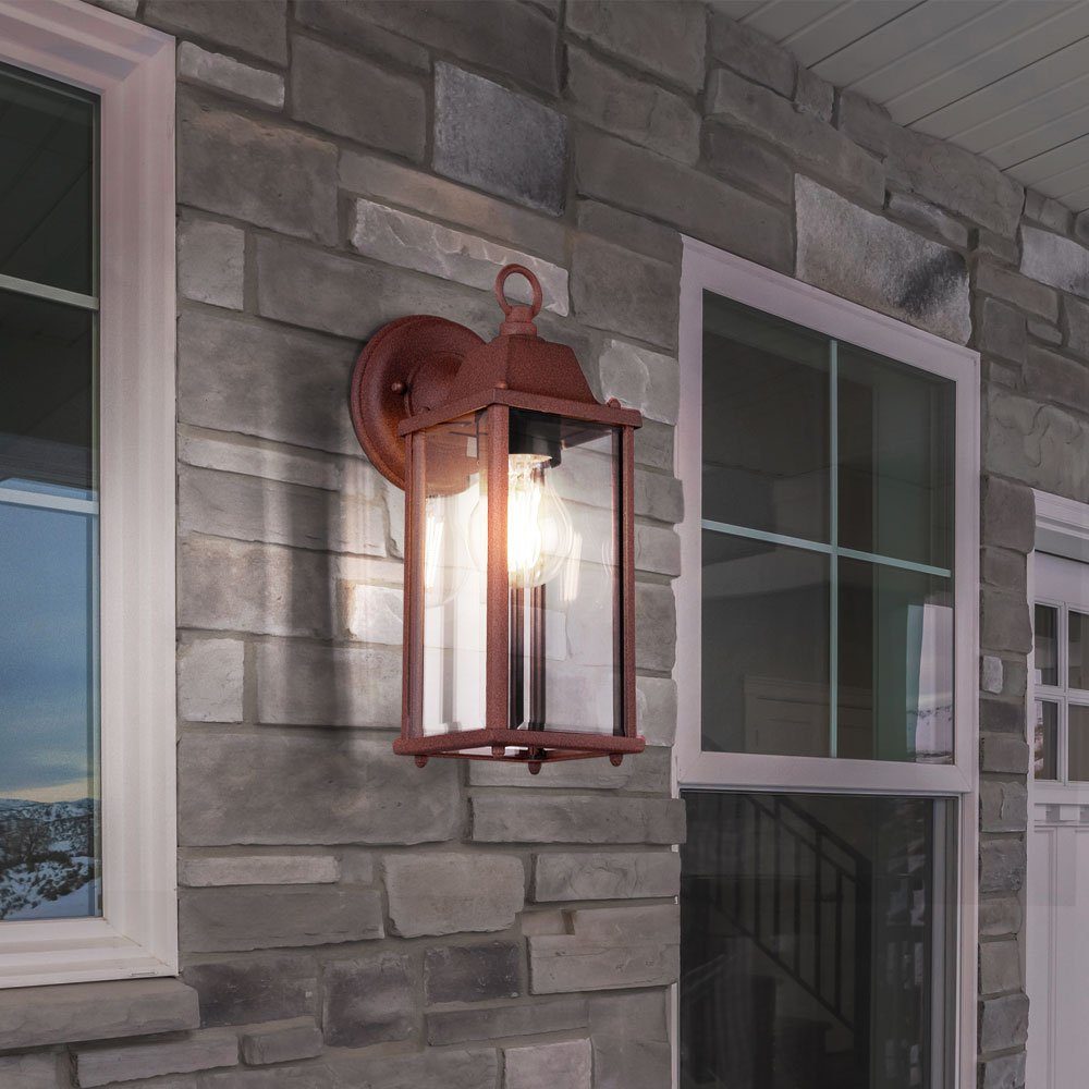 ALU etc-shop Leuchtmittel Fassaden Außen-Wandleuchte, Terrassen Beleuchtung Garten Außen Laterne Lampe inklusive, Wand Warmweiß,