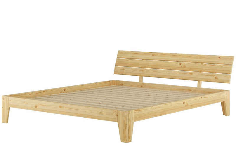 ERST-HOLZ Bett Ehebett 180x200 Kiefer natur mit 2 Rollrosten, Kieferfarblos lackiert