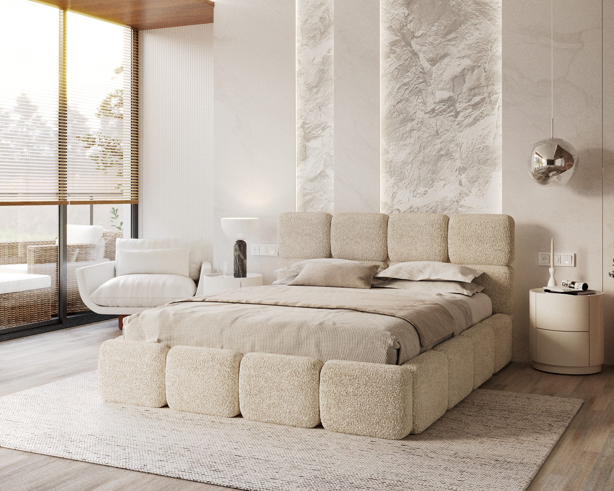 thematys Polsterbett Bett Stauraumbett Bezug Cleo / Bouclé 140x200, 160x200 günstig online kaufen