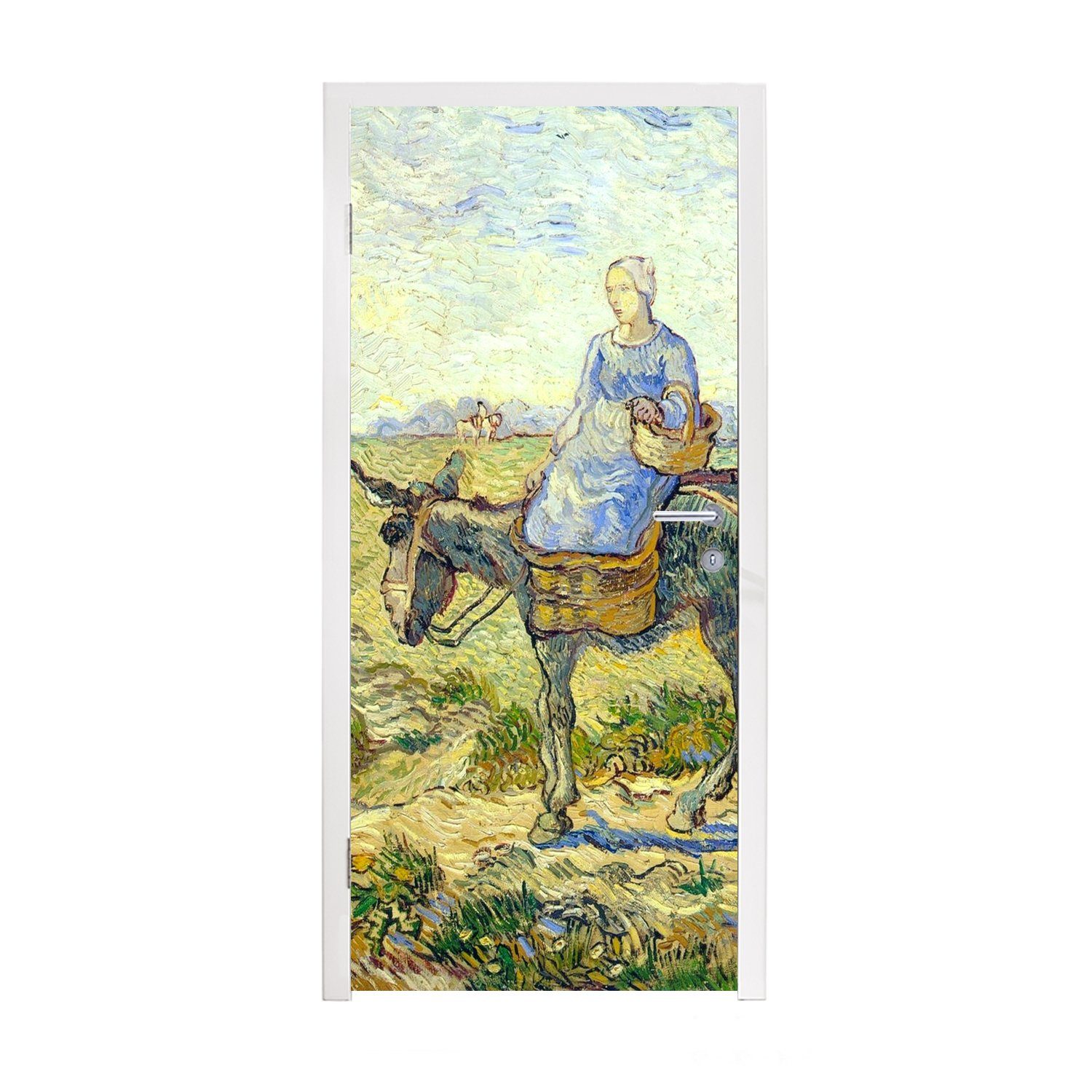 MuchoWow Türtapete Bauernpaar geht zur Arbeit - Vincent van Gogh, Matt, bedruckt, (1 St), Fototapete für Tür, Türaufkleber, 75x205 cm