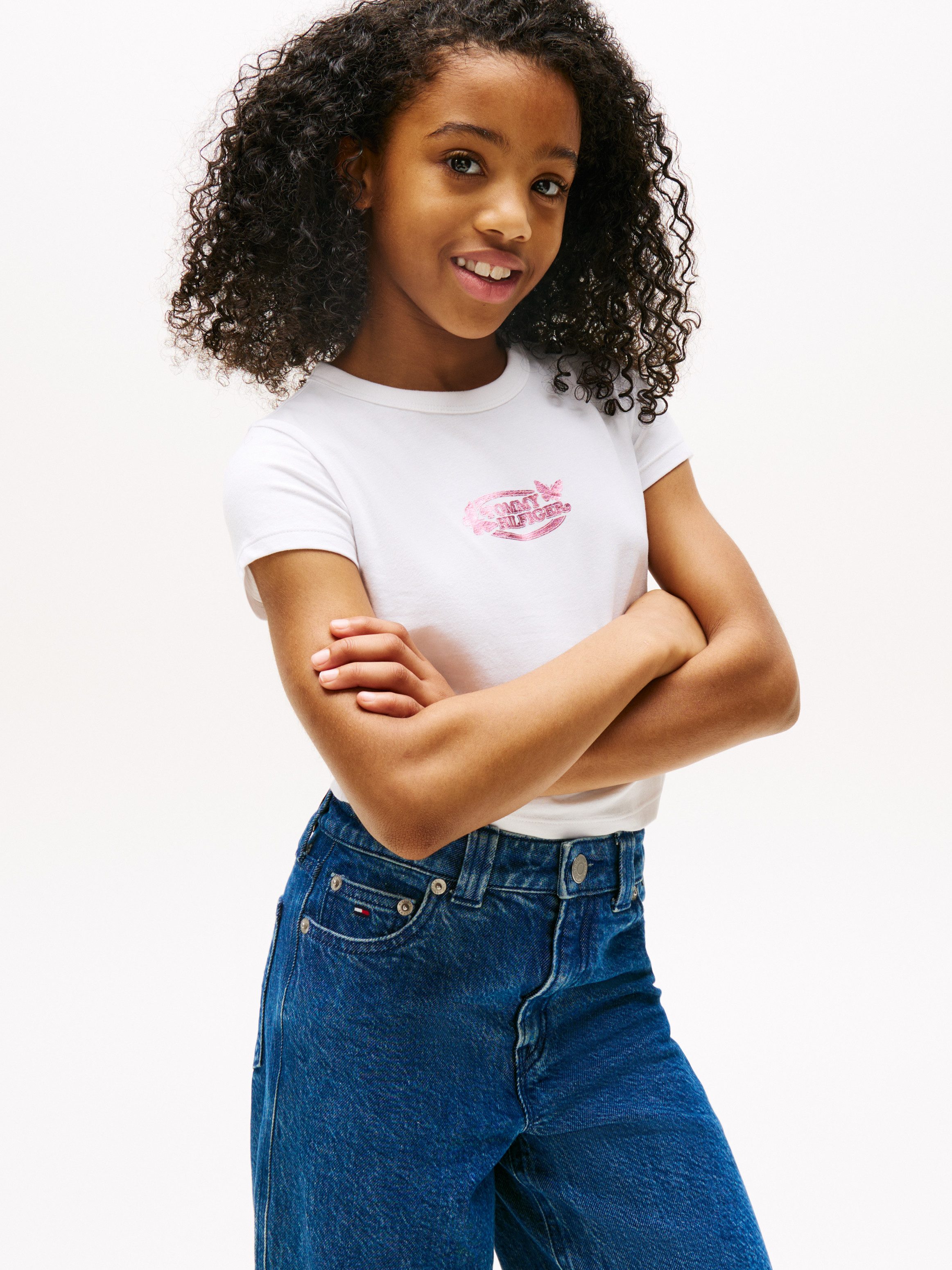 Tommy Hilfiger T-Shirt BUTTERFLY GRAPHIC TEE SS für Kinder bis 16 Jahre, mit glänzendem Druck
