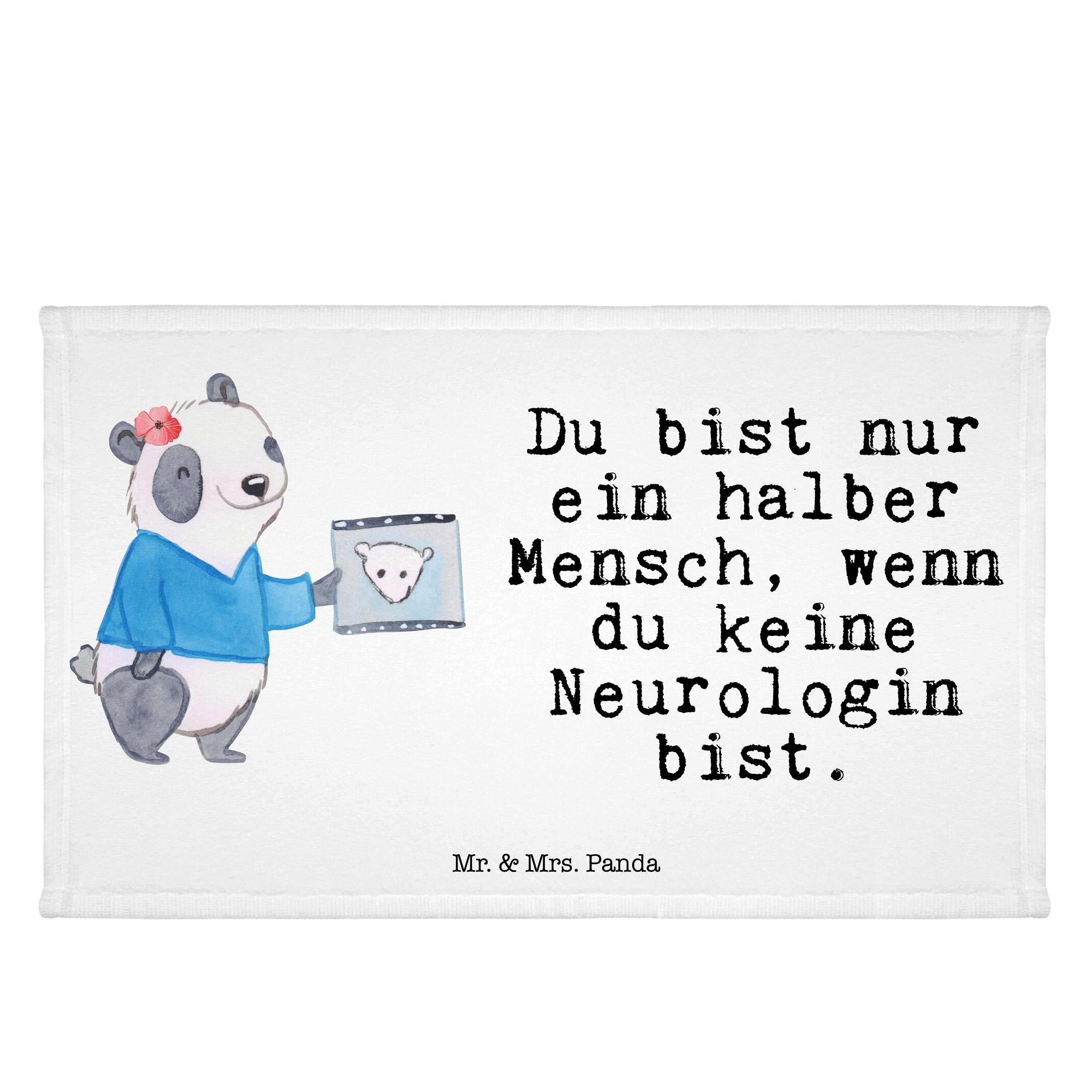 - Geschenk, Firma, Weiß Reisehandtuch, (1-St) - Handtuch mit Panda & Frottier, Herz Neurologin Mr. Mrs.