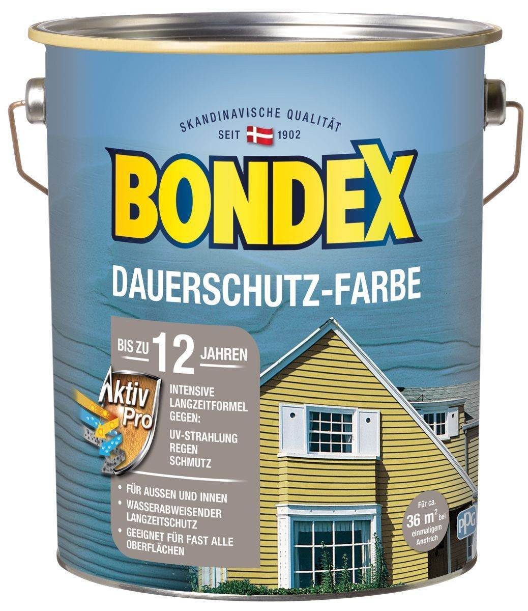 Wetterschutzfarbe BONDEX Dauerschutz Farbe Außen Holzfarbe, Hochdeckend, Schneeweiß, 4 l