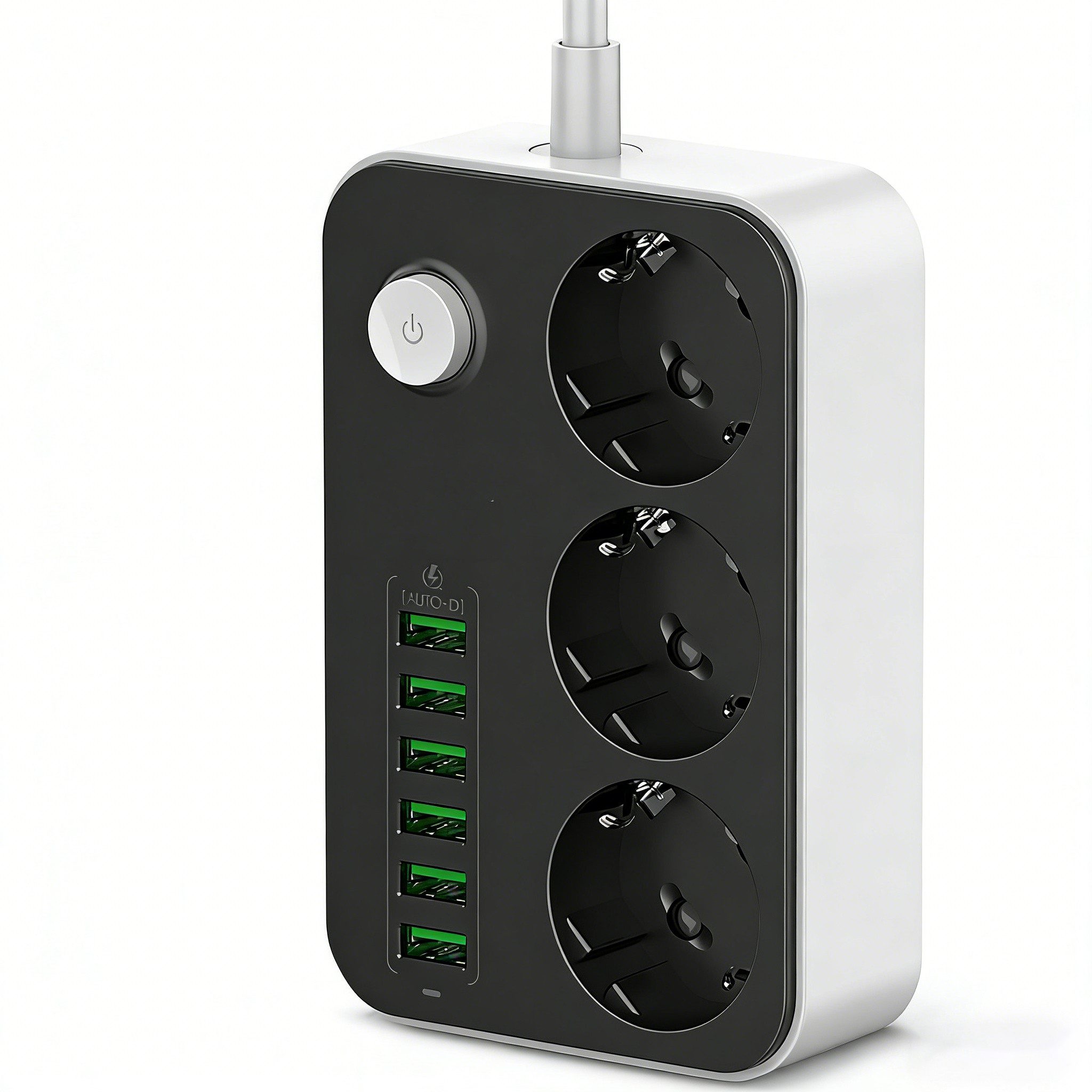 wohnTRAUM24 Steckdosenleiste mit 3 Steckdosen & 6 USB-Anschlüssen Steckdosenleiste, 9-fache Lademöglichkeit