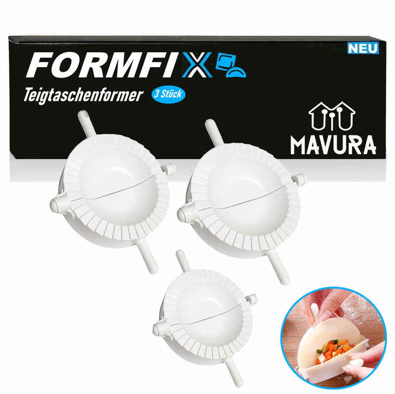 MAVURA Ravioliform FORMFIX Ravioli Former Maultaschen Teigtaschen Form Ausstecher, Dumpling Maker Teigtaschenformer weiß [3er Set]